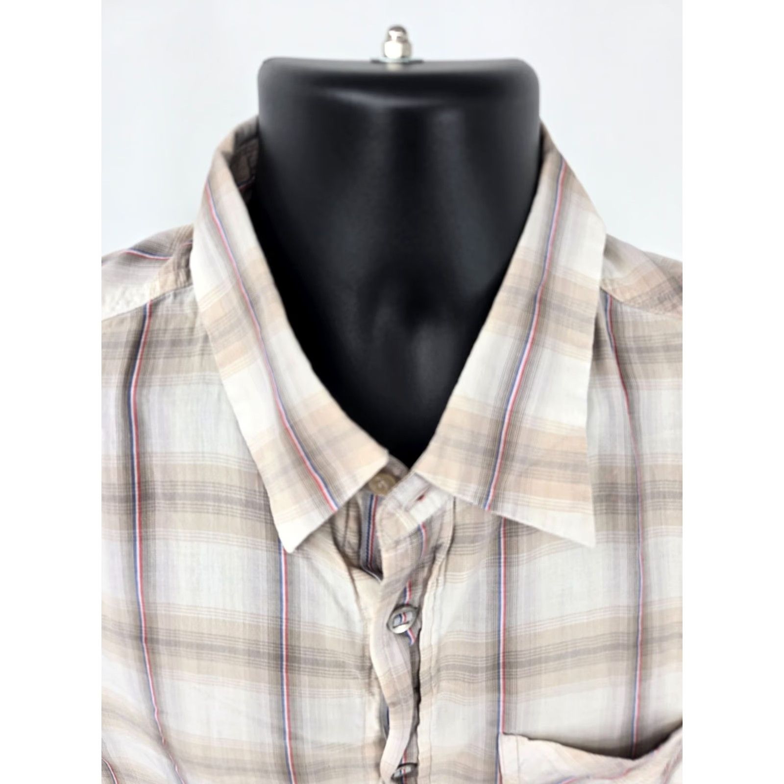 Diesel Diesel Shirt 2XL Beige Plaid Short Sleeve Lightweight Casual Pocket Men Size US XXL / EU 58 / 5 - 7 Thumbnail