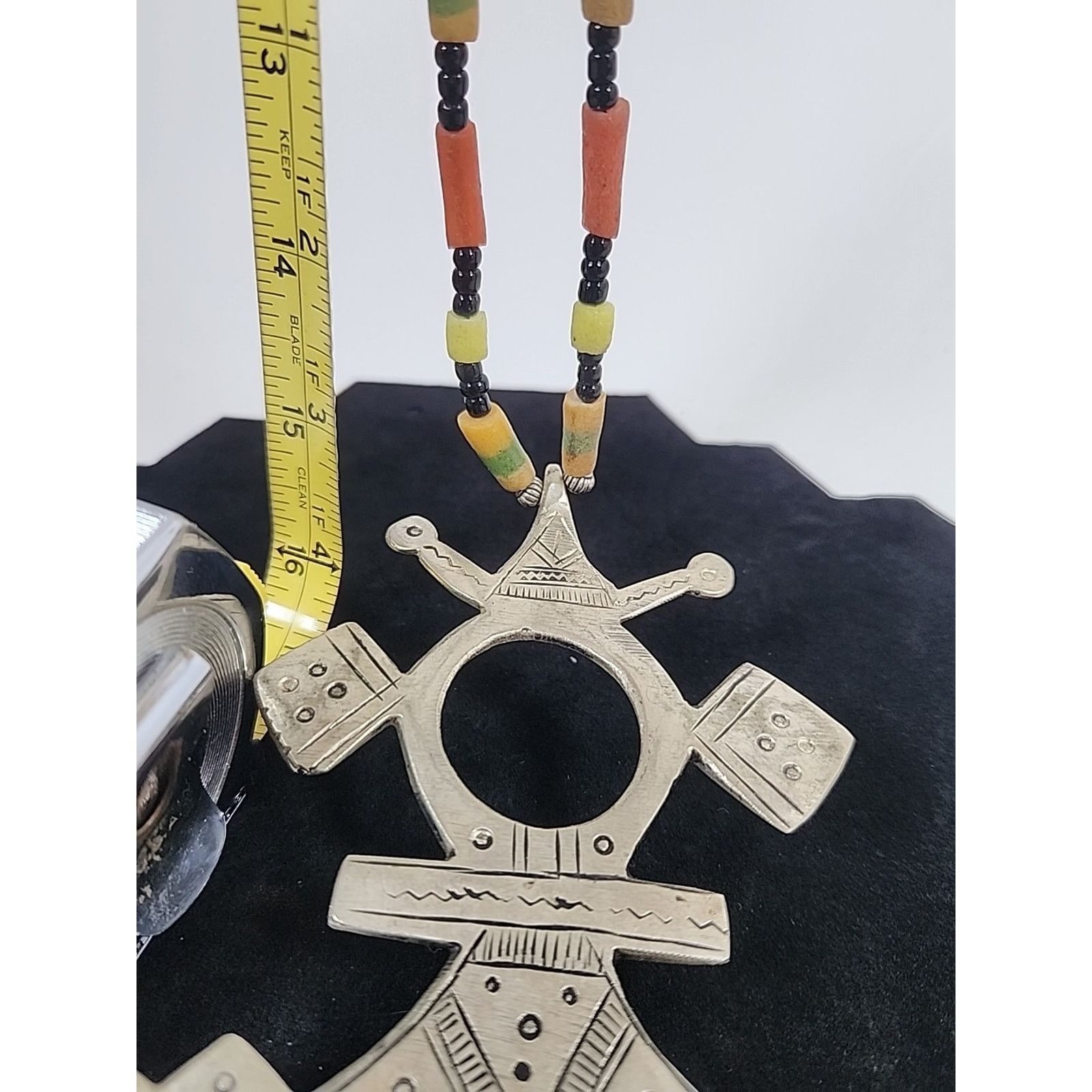 Tuareg Cross Pendant Traditional EthnicTribal BeadedNeckless