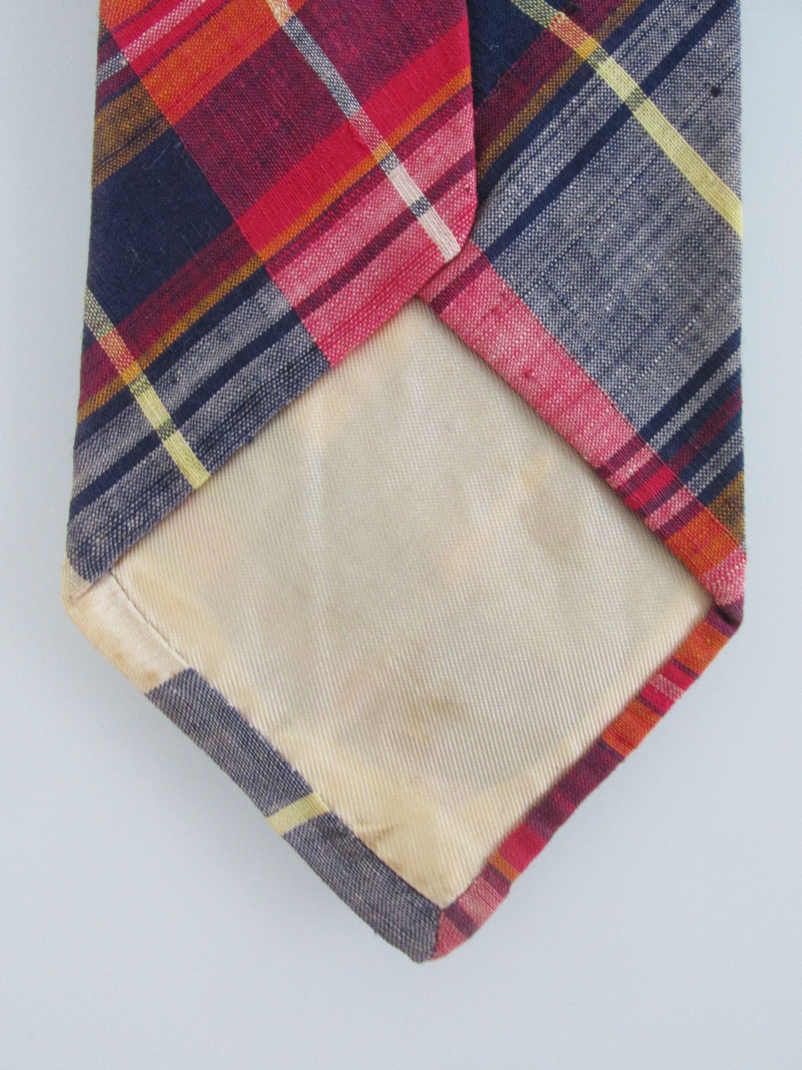 Vintage Kings Lynn Vintage Men's Cotton Madras Plaid Tie Size ONE SIZE - 5 Thumbnail