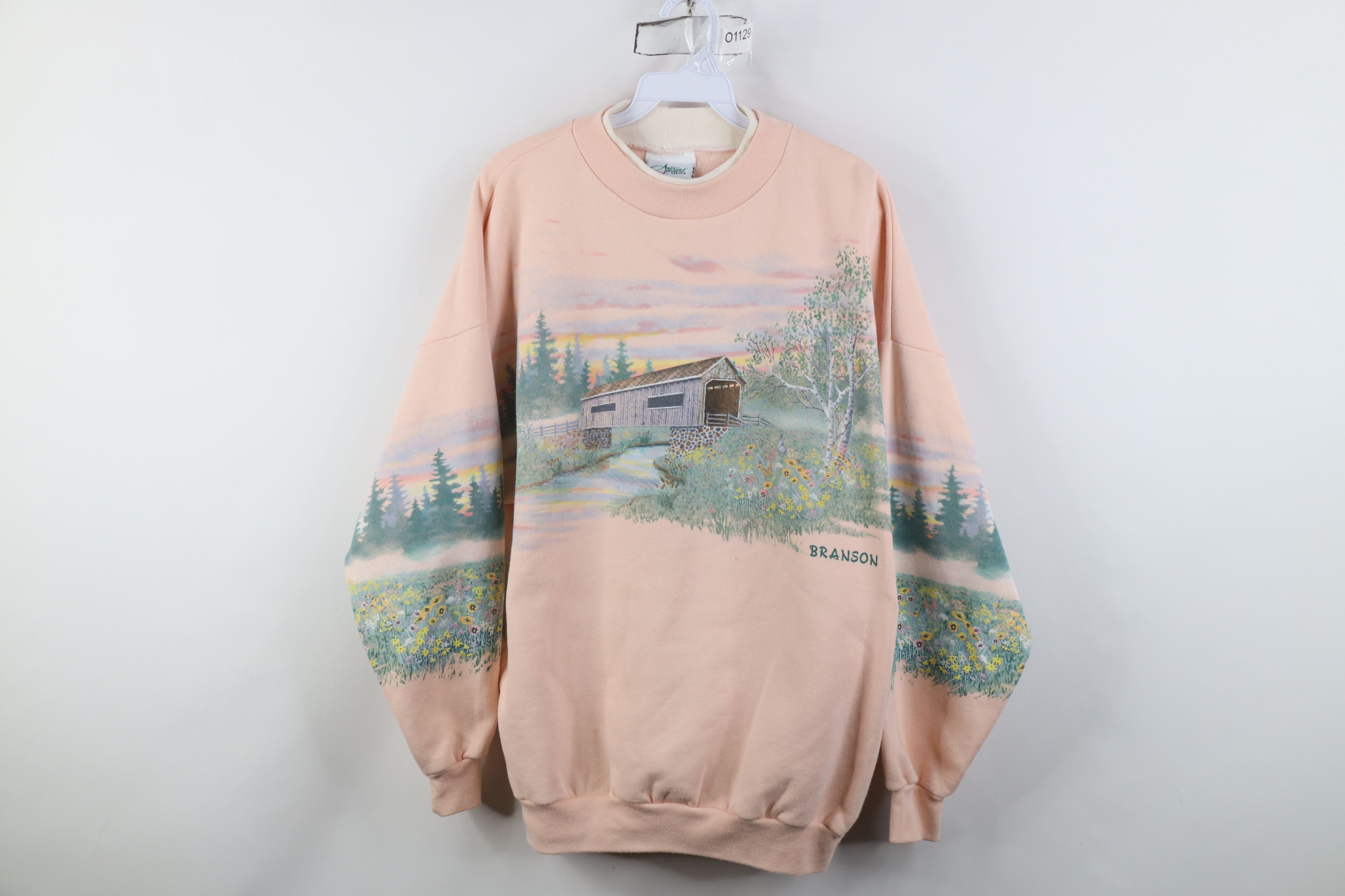 Vintage Vintage 90s Streetwear All Over Print Flower Sweatshirt USA Size L / US 10 / IT 46 - 1 Thumbnail