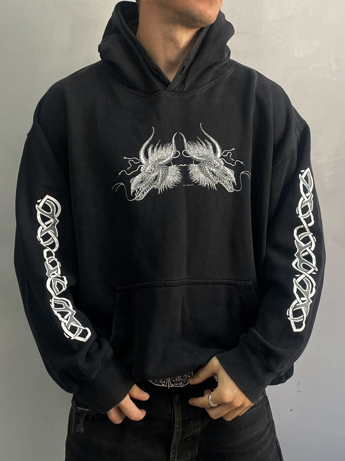 Harley Davidson Flames eagle boxy hoodie 90s harley Davidson style Size US XL / EU 56 / 4 - 1 Thumbnail