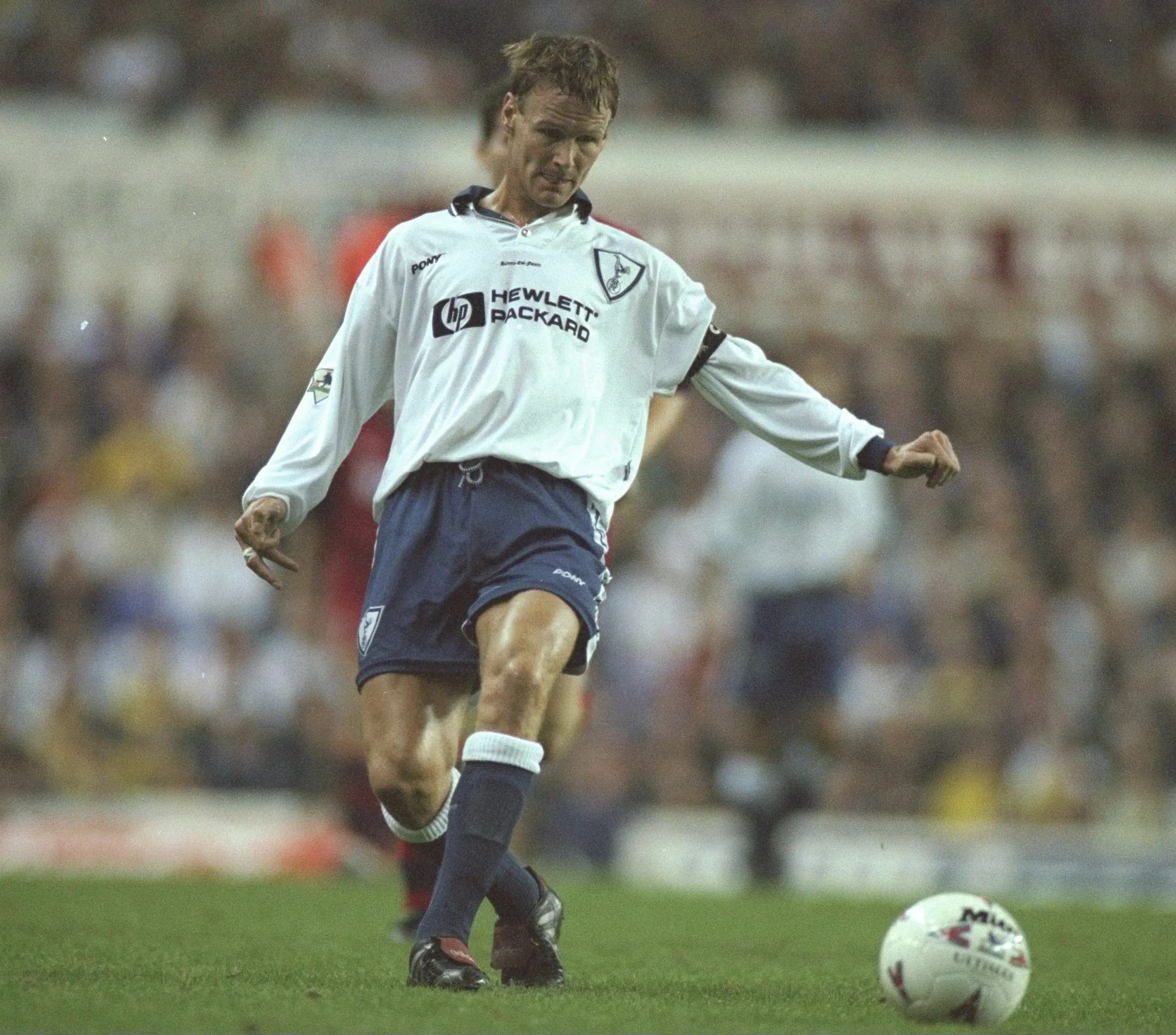 image of Tottenham Spurs Premier 90S1995-97 Soccer Jersey Home Pony L in White/Navy Blue/Pink (Size Large)