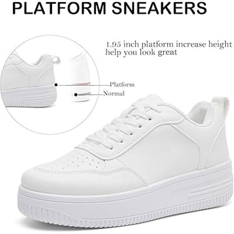 Other Memon Women's Size 11 White Faux Leather Platform Sneakers Size US 11 / IT 41 - 2 Thumbnail