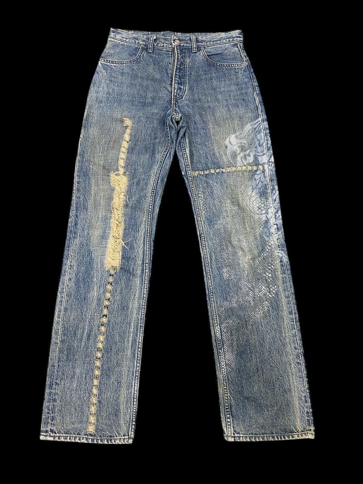 💥jp Japanese brand X PPFM dragon distressed style jeans