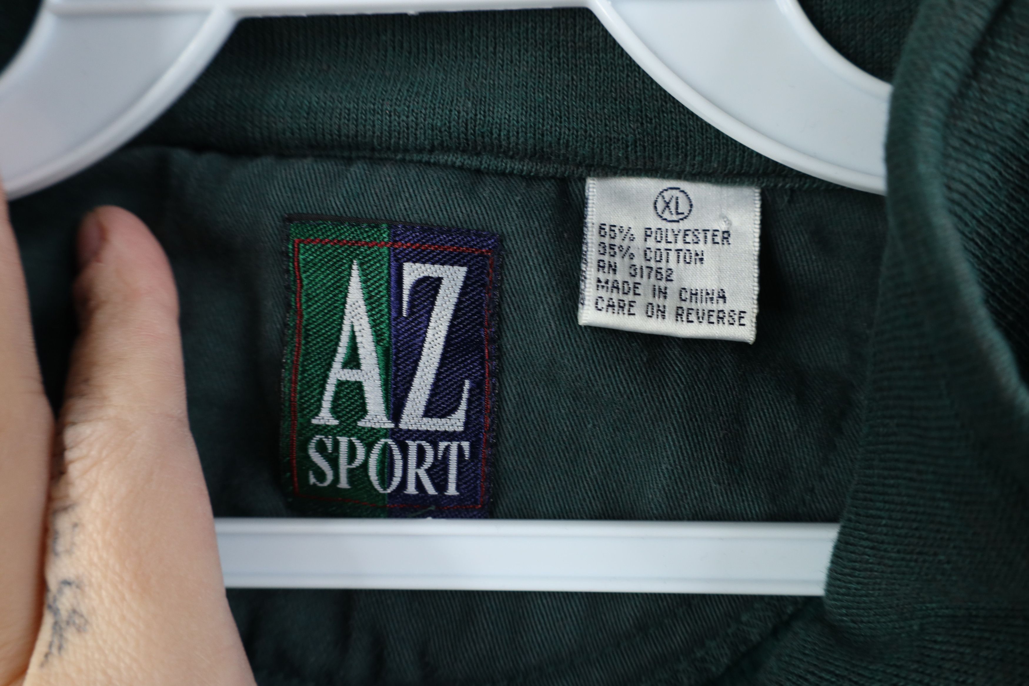 Vintage Vintage 90s Streetwear Collared Pullover Sweatshirt Green Size US XL / EU 56 / 4 - 7 Thumbnail