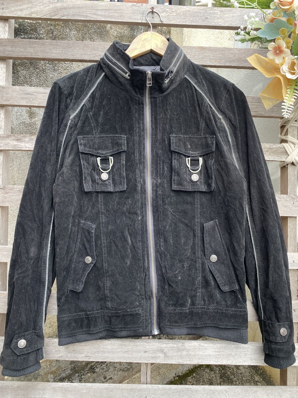 In The Attic In The Attic Velvet Black Utility Zip Jacket - Punk Style Size US M / EU 48-50 / 2 - 2 Thumbnail