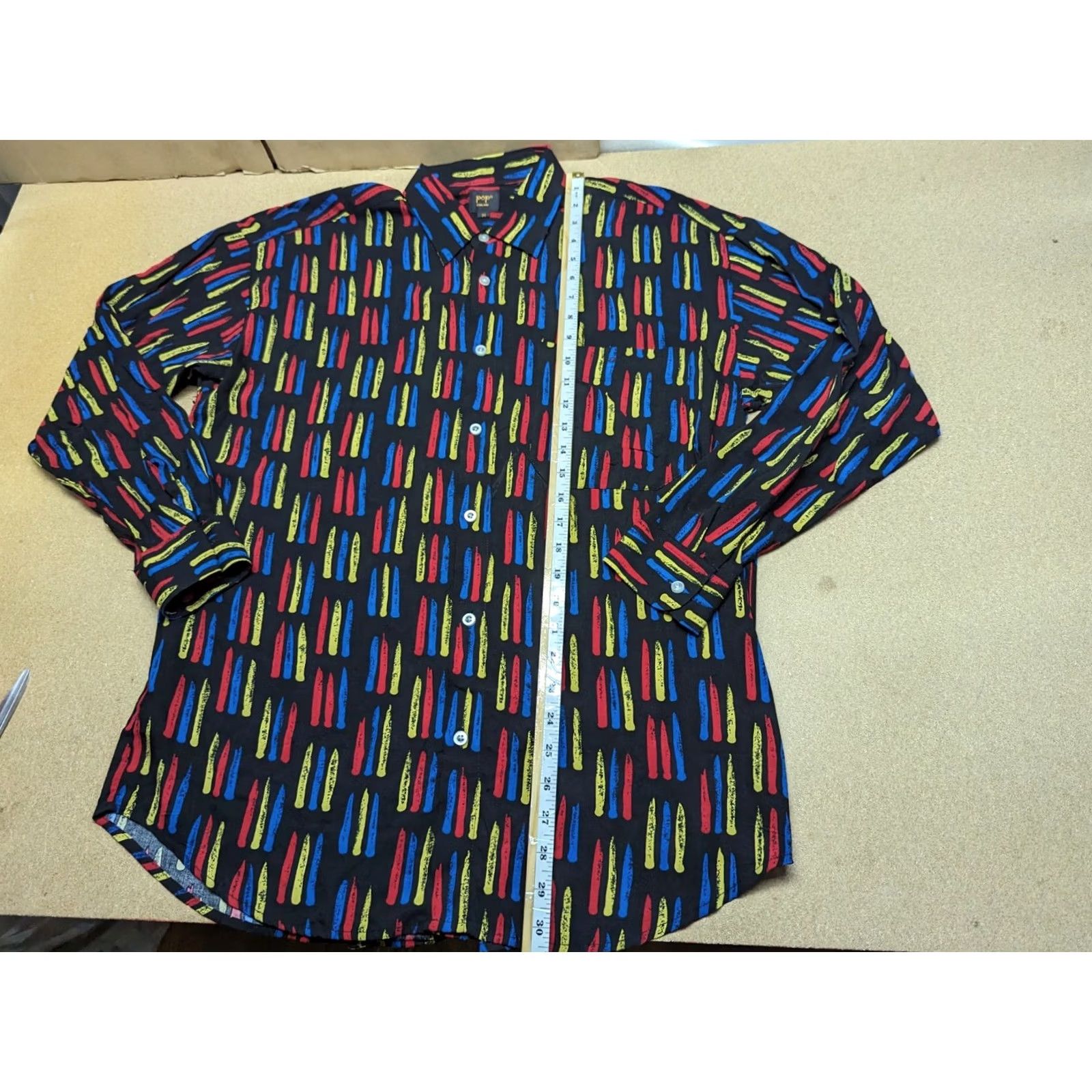 Vintage Pop England Button-Up Shirt Mens Size M Short Sleeves Striped Viscose Size US M / EU 48-50 / 2 - 3 Thumbnail