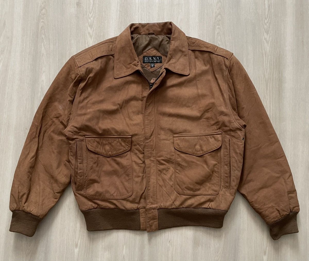 Vintage Vintage DANY Classic Brown Genuine Leather Bomber Jacket XL Size US XL / EU 56 / 4 - 1 Thumbnail