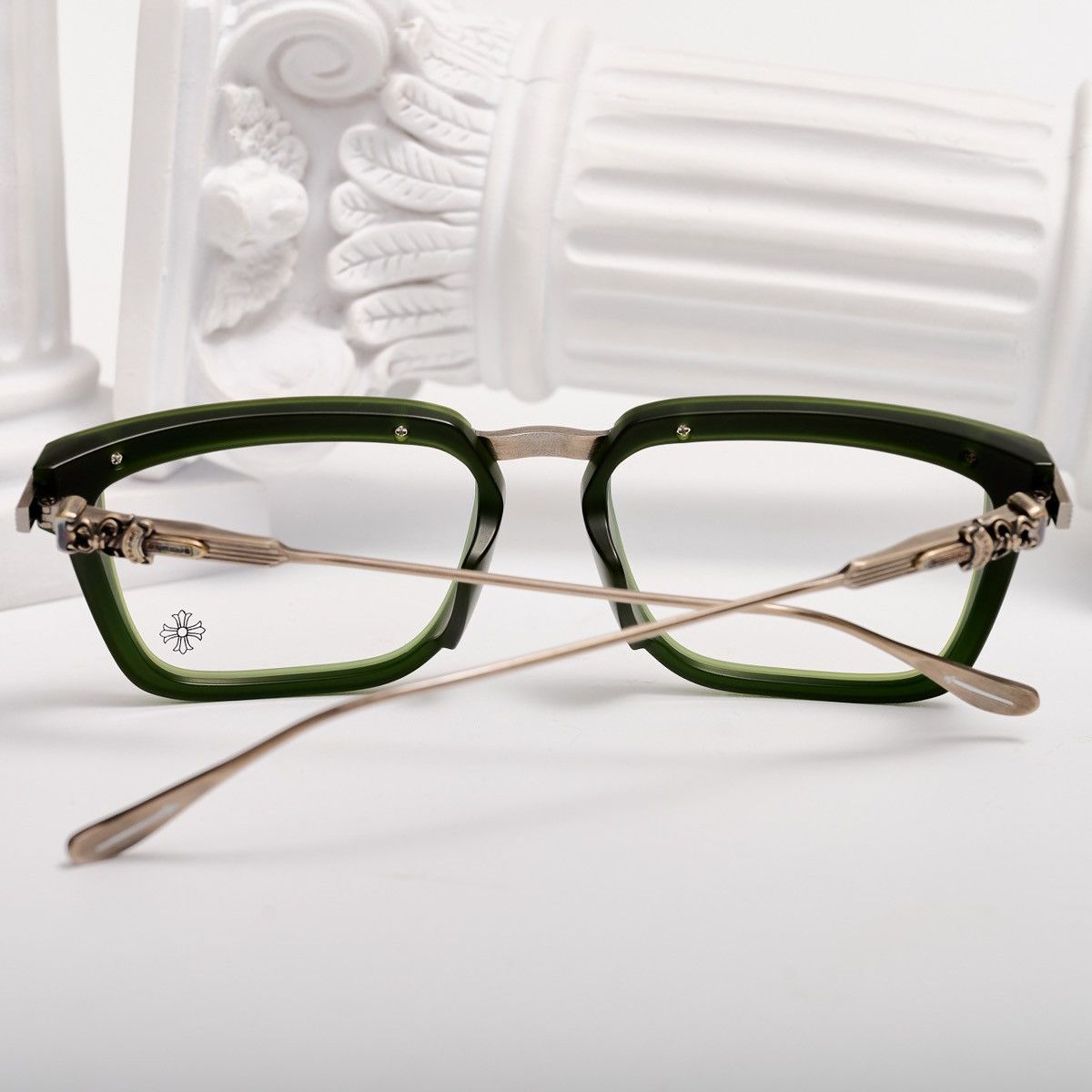 Chrome Hearts CHROME HEARTS TRYDIXAGAIN MATTE DARK OLIVE /ANTIQUE SILVER GLASSES Size ONE SIZE - 7 Thumbnail