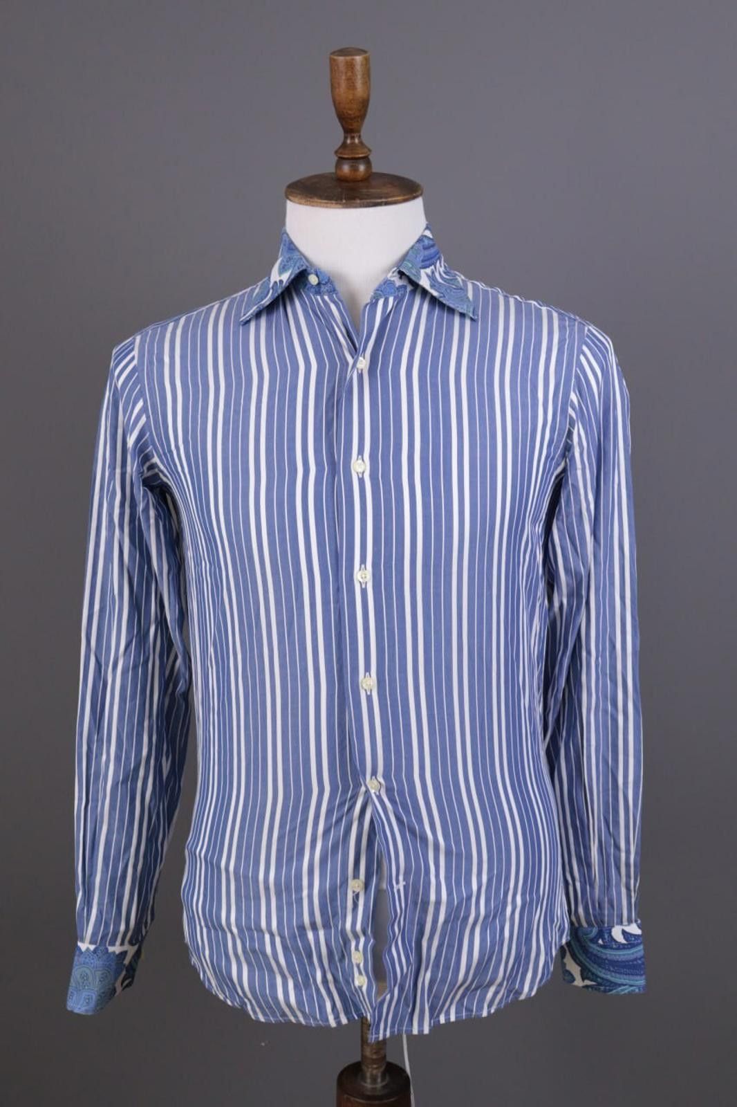 Eton Eton Blue White Striped 100% Cotton Collar Shirt Size 38 Size US M / EU 48-50 / 2 - 1 Thumbnail