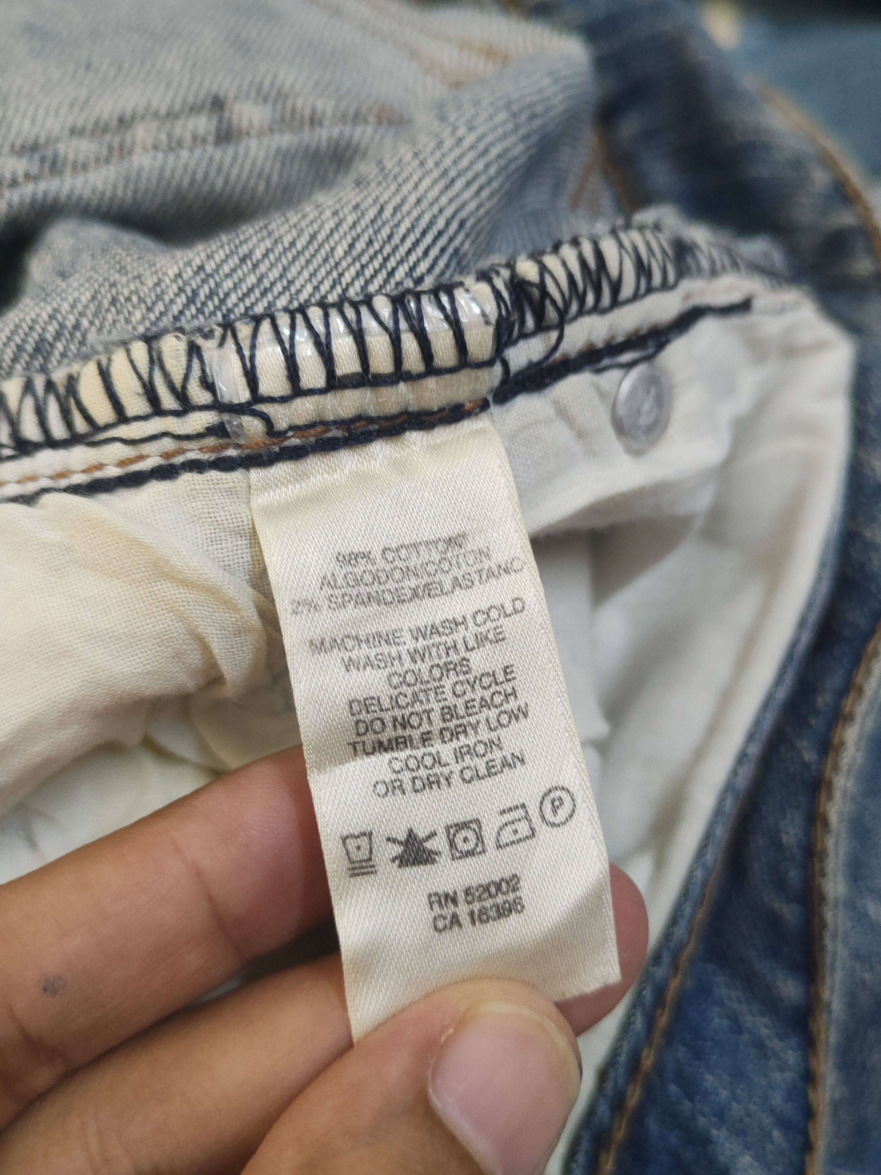 DKNY × Vintage DKNY Blue Distressed Ripped denim Jeans #W1616 Size 35" - 14 Thumbnail