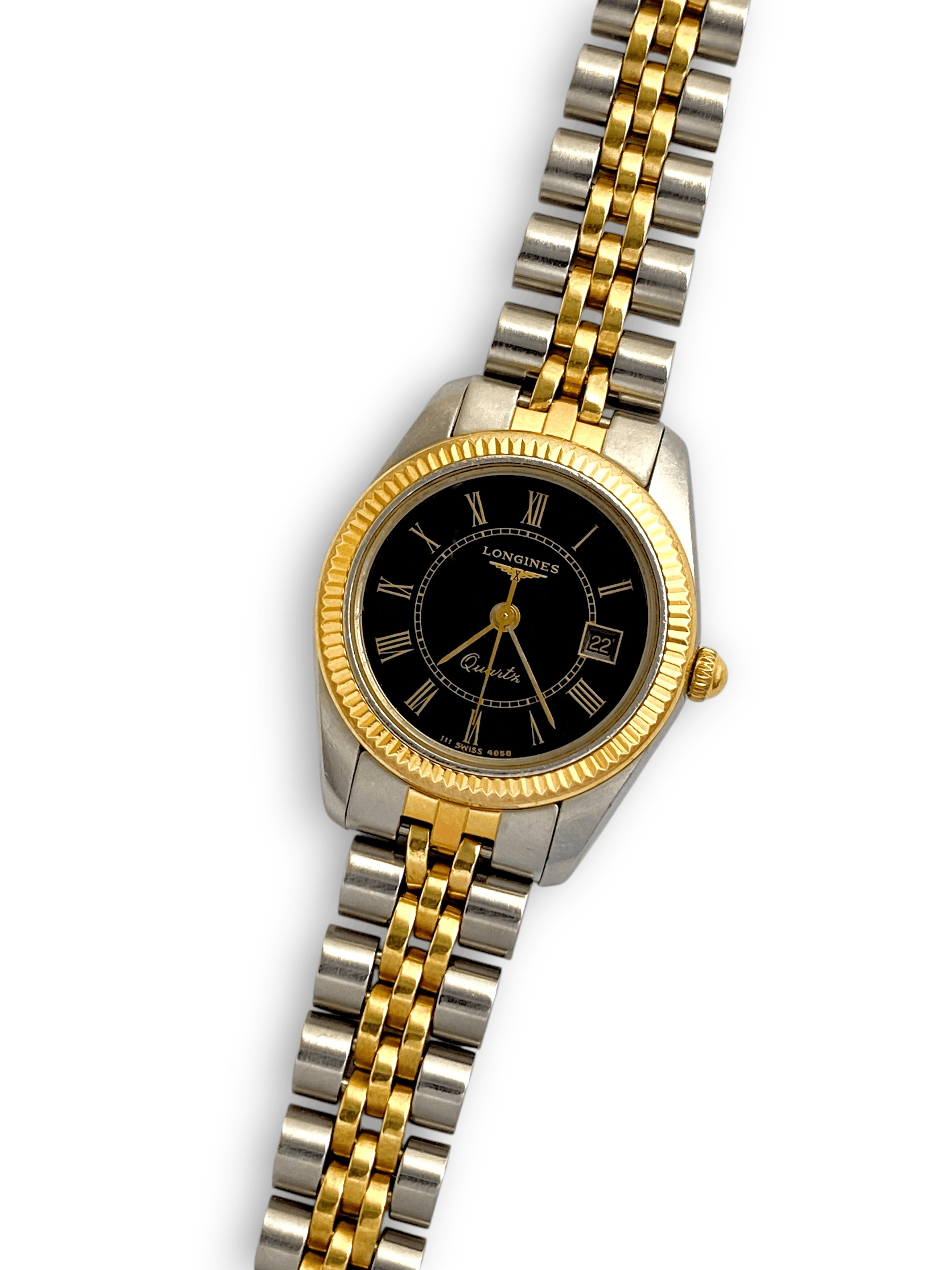Longines Longines 4858 Black Dial Quartz Ladies Bezel Two Tone Watch Size ONE SIZE - 2 Thumbnail