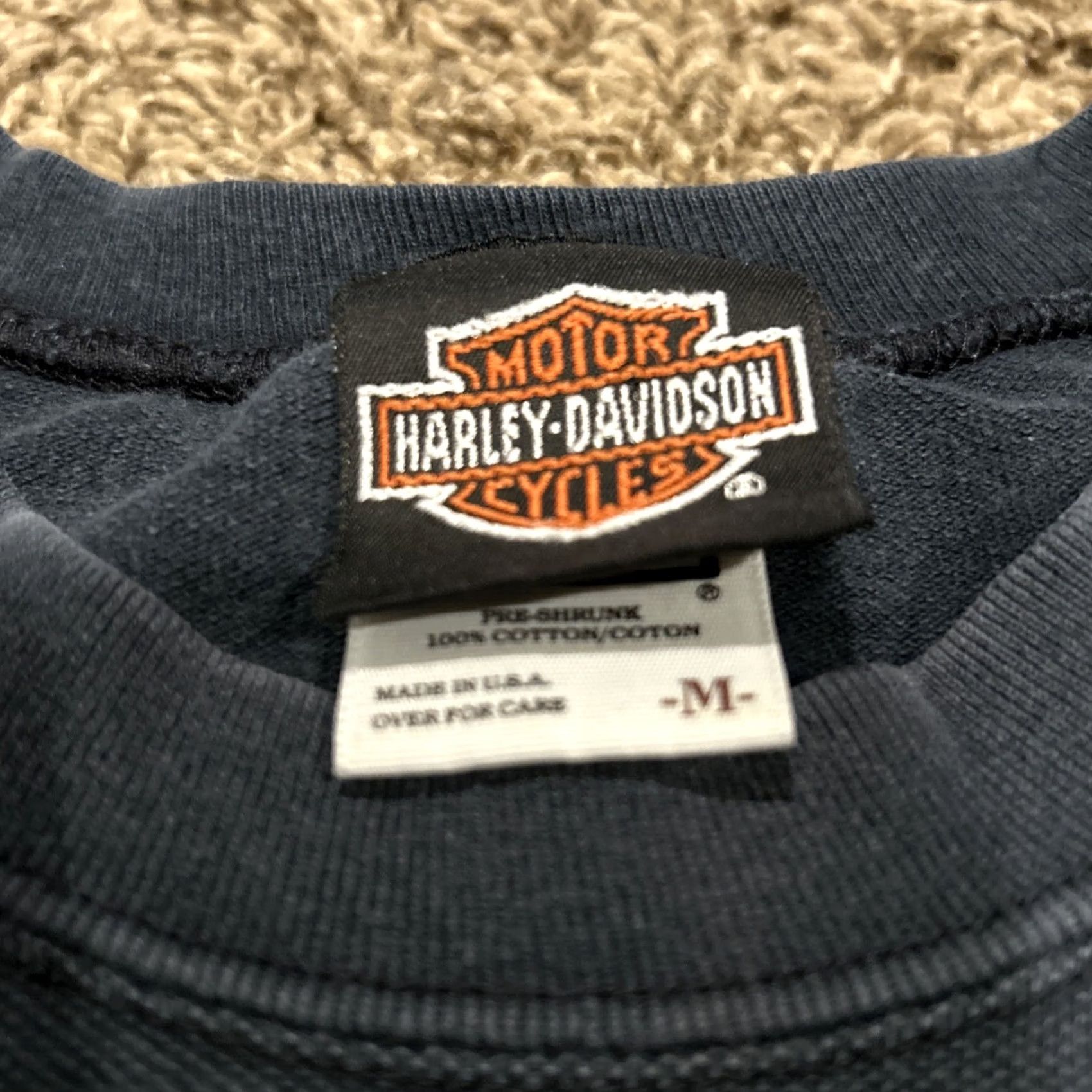 Harley Davidson VINTAGE Harley-Davidson T-Shirt Cotton Men’s M Black 90s Short Sleeve Crew Neck Double-Sided Shirt Mens Black Size US M / EU 48-50 / 2 - 2 Thumbnail