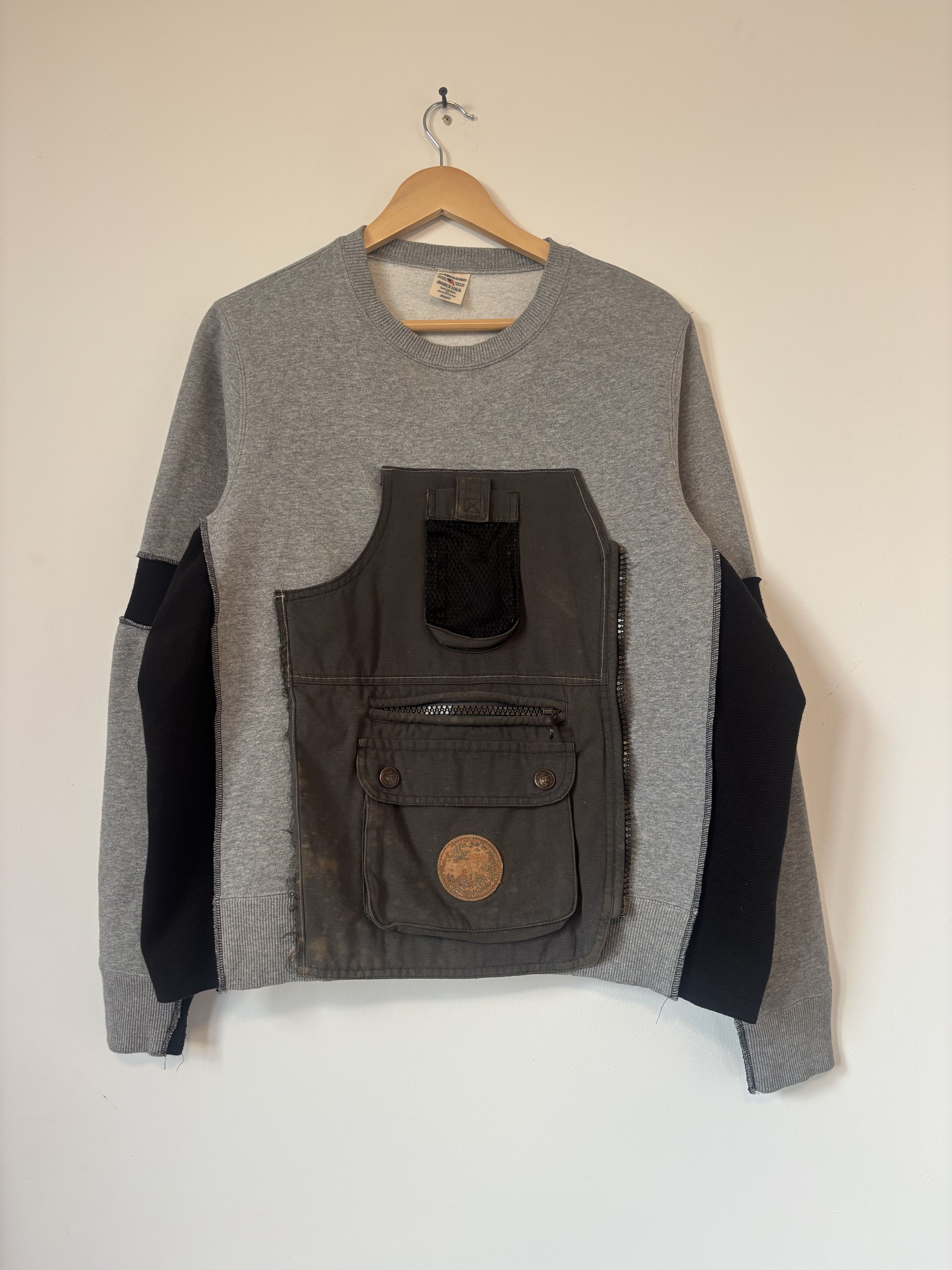 Avirex Grey Avirex Sweater with Hunting Vest Pouch S Size US S / EU 44-46 / 1 - 1 Thumbnail