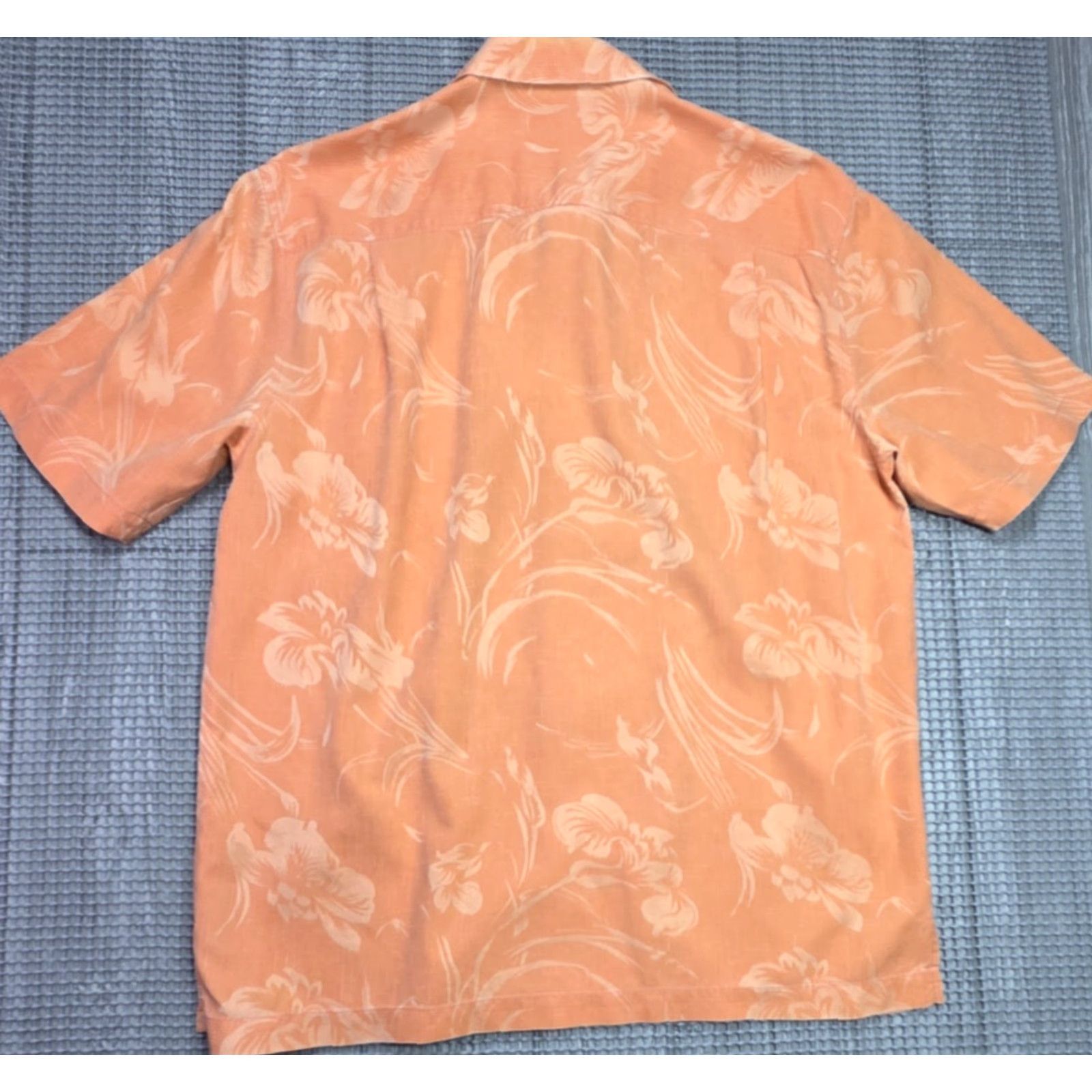 Tommy Bahama TOMMY BAHAMA Short Sleeve Camp Shirt Orange Silk Jacquard Floral Men M Size US M / EU 48-50 / 2 - 5 Thumbnail