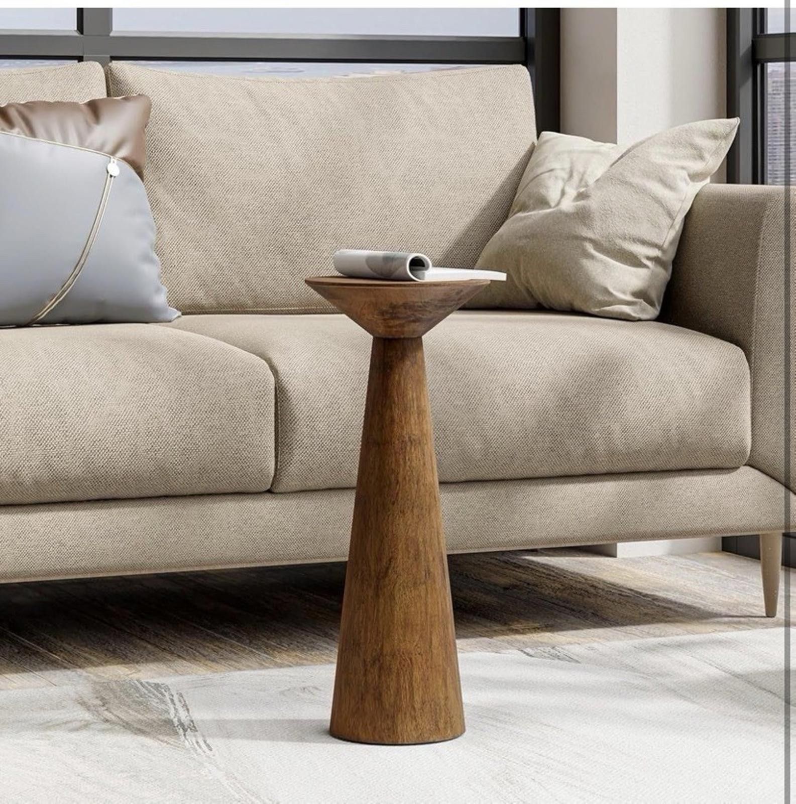 Other COZAYH Pedestal Tall Round Martini Table for Living Walnut Size ONE SIZE - 5 Thumbnail