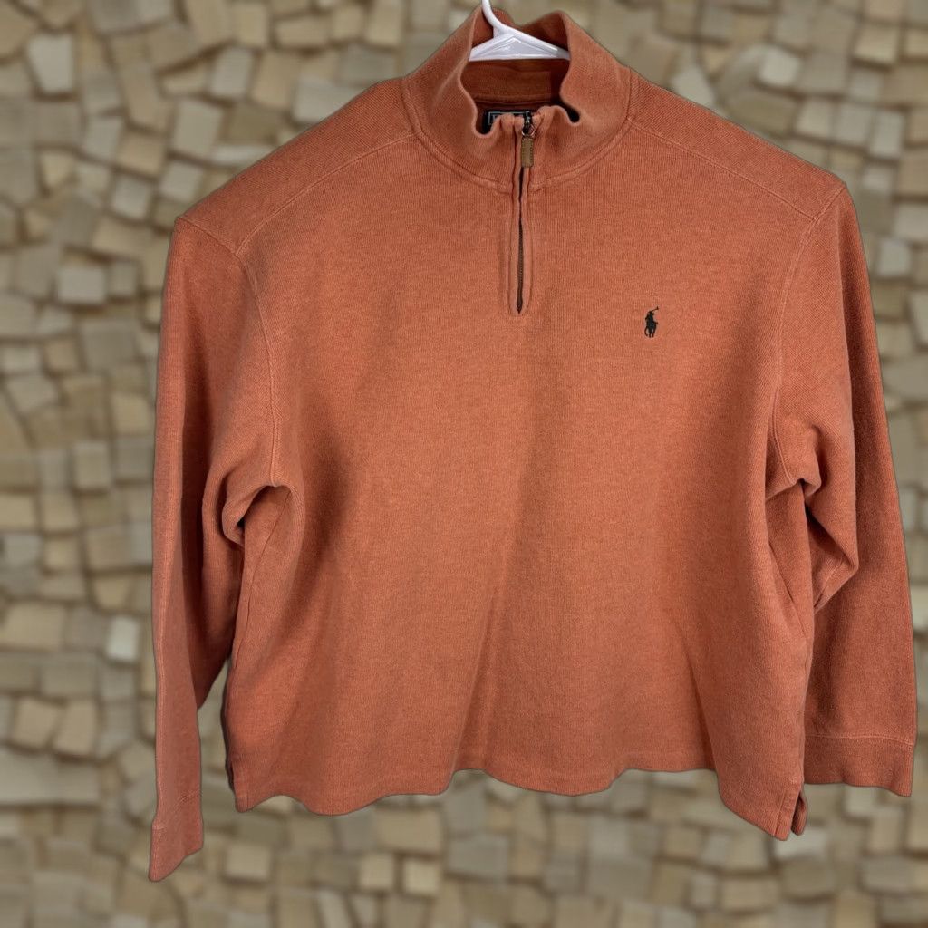 Polo Ralph Lauren Polo Ralph Lauren Sweater Men's 2XL Orange 1/4 Zip Knit Pony Logo Cotton Mock Neck Pullover Size US XXL / EU 58 / 5 - 1 Thumbnail