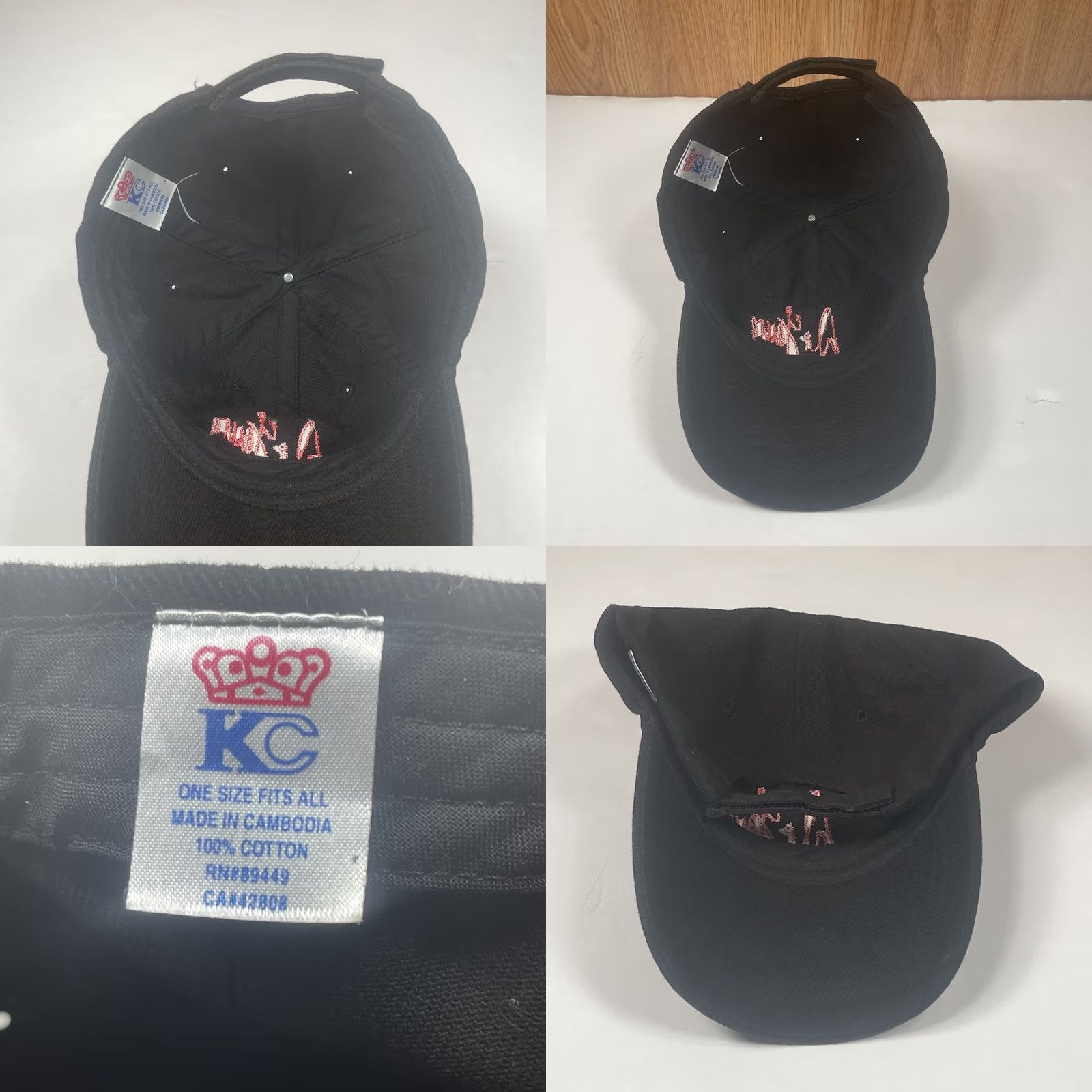Vintage KC Embroidered Adult Adjustable StrapBack Baseball Hat Cap One Size Fits Most Black Cotton Men Baseball Cap Mens Size ONE SIZE - 8 Thumbnail