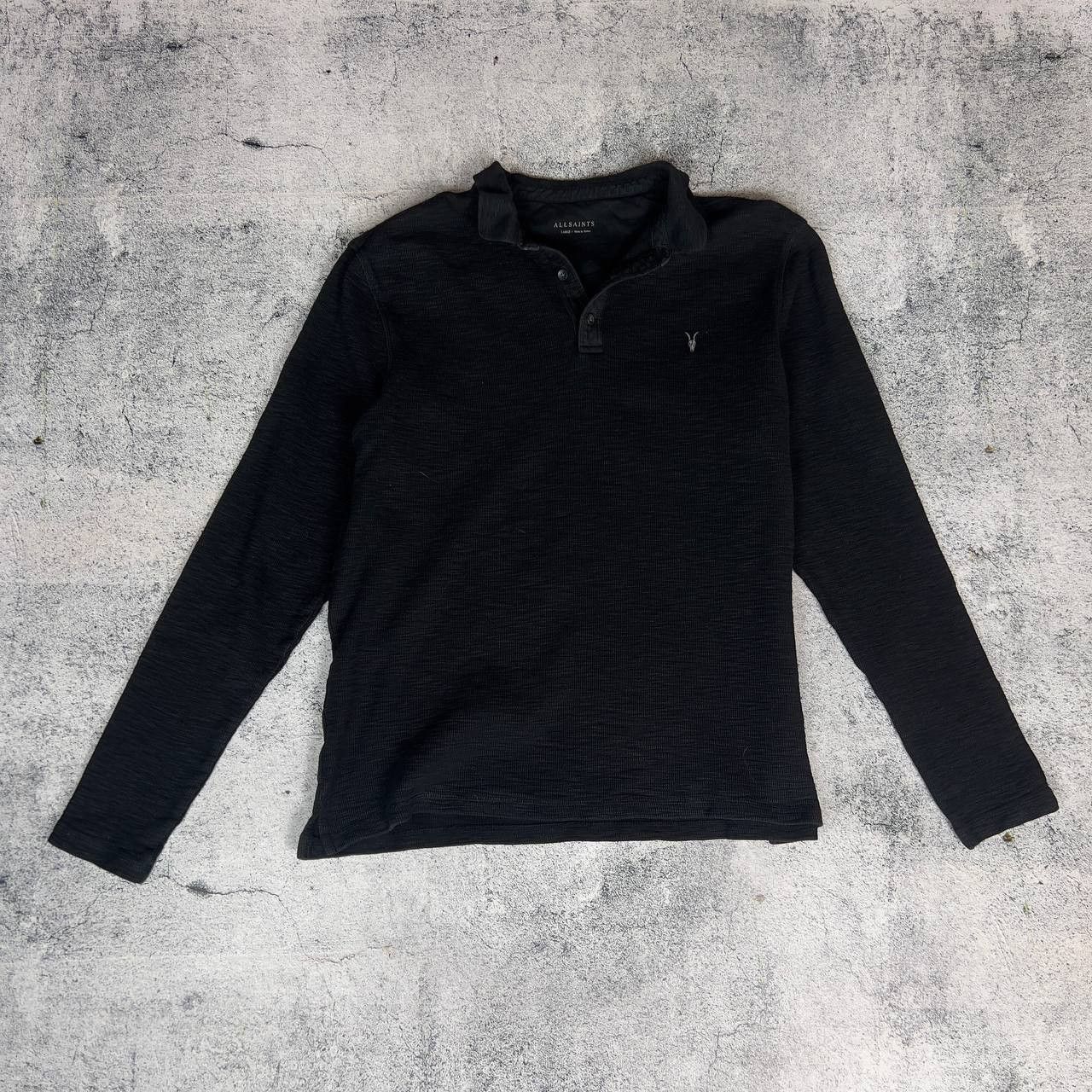 Allsaints Allsaints Polo Long Sleeve Men's Size L Cotton Black` Size US L / EU 52-54 / 3 - 1 Thumbnail