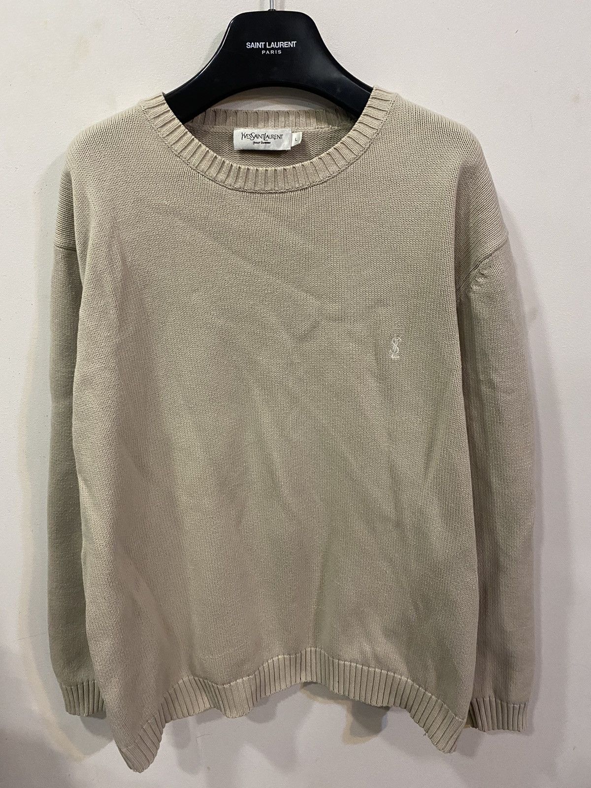 Yves Saint Laurent Beige YSL Sweater Knit Size US L / EU 52-54 / 3 - 3 Thumbnail