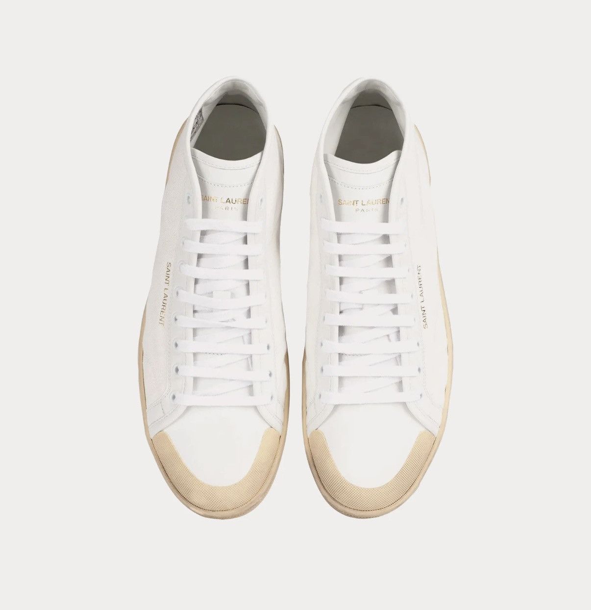 Saint Laurent Paris SL/39 Court Classic Leather White High Top Sneakers Size 39 Size US 6 / EU 39 - 3 Thumbnail