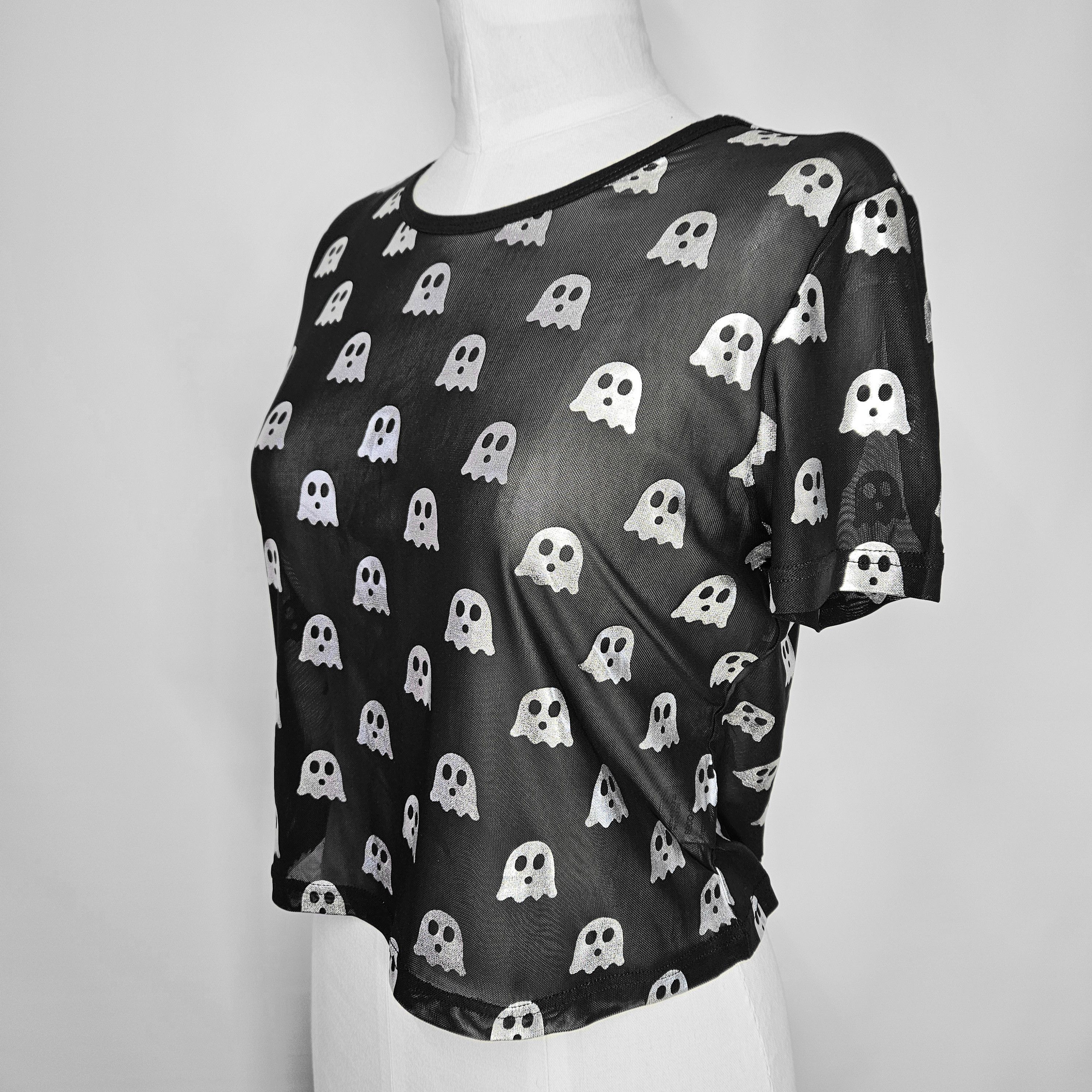 Other Black Friday Size 12 NEW Top Short Sleeve Sheer Black Mesh Size L / US 10 / IT 46 - 3 Thumbnail