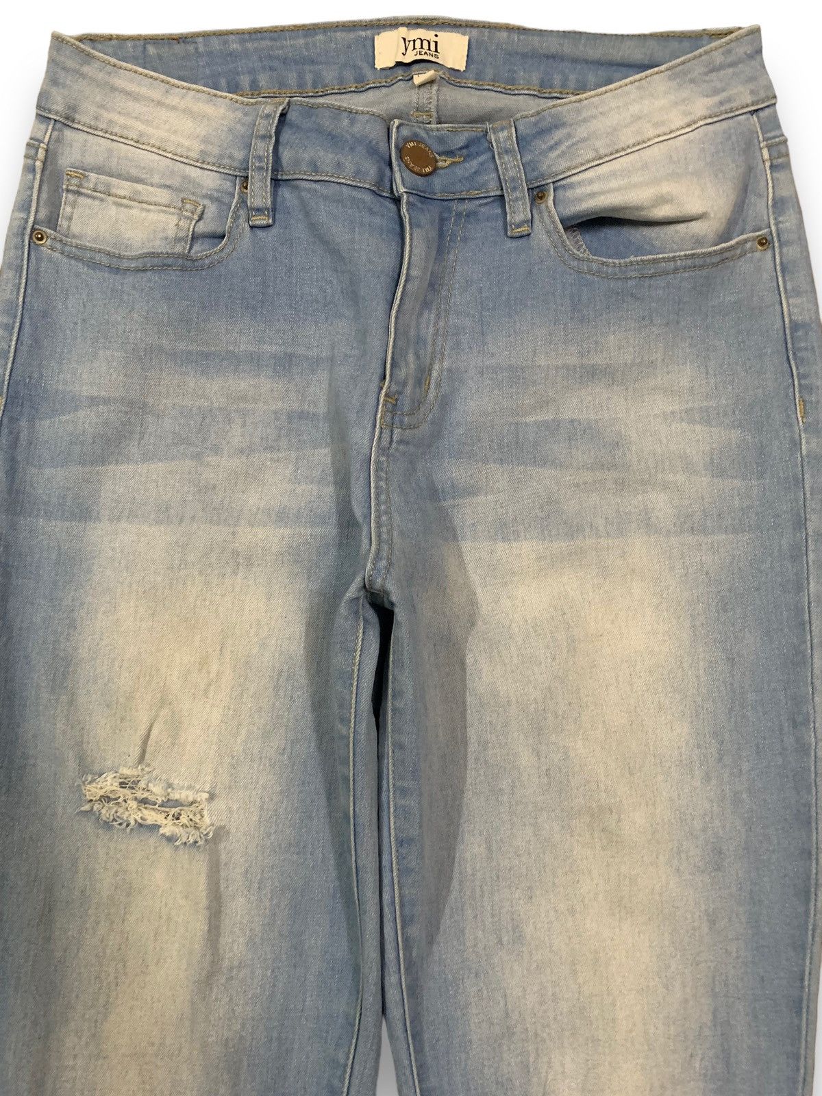 Le Grande Bleu (L.G.B.) Vintage YMI Flare Bell Bottom Frayed Leg Distressed Jeans Size 28" / US 6 / IT 42 - 3 Thumbnail