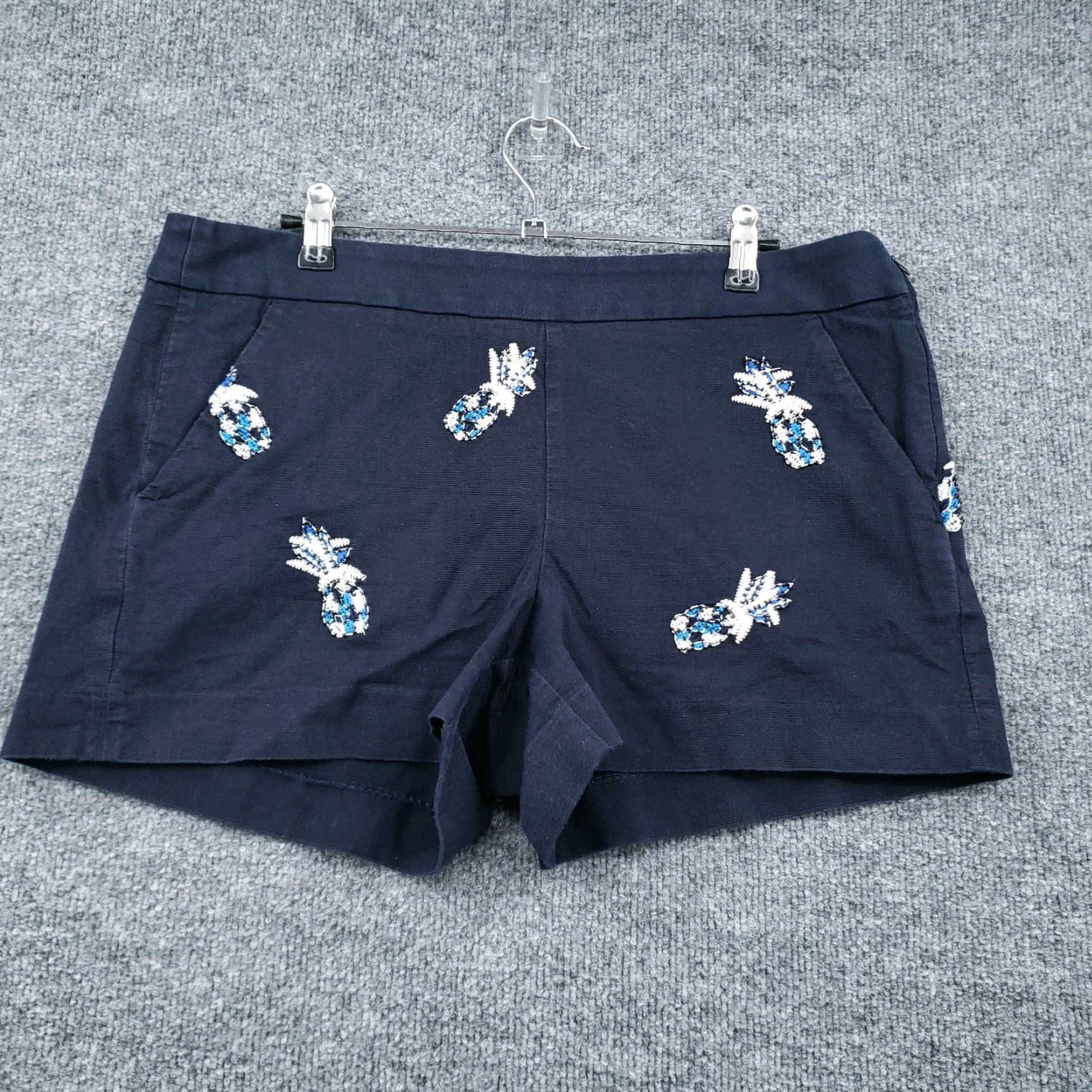 Loft LOFT Shorts Women 8 Blue Chino Mid Rise Beaded Flat Front Casual Shorts Size 30" / US 8 / IT 44 - 2 Thumbnail
