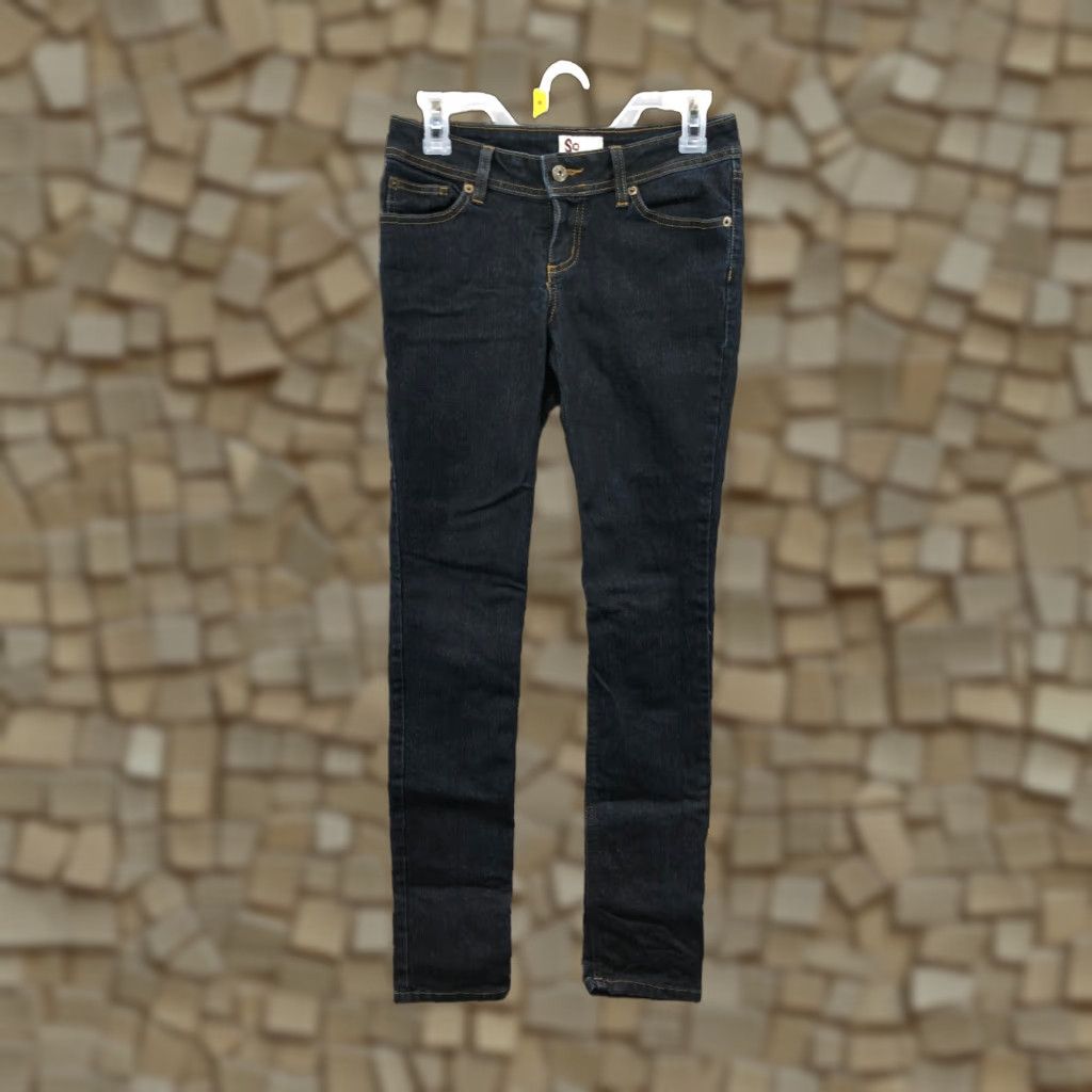 Denime SO Jeans Jeans SO Jeans Dark Wash Denim Skinny Mid Rise 27 30 Blue Womens Juniors Size 7 5-Pocket Regular Cotton Vintage: No Size 28" / US 6 / IT 42 - 1 Thumbnail