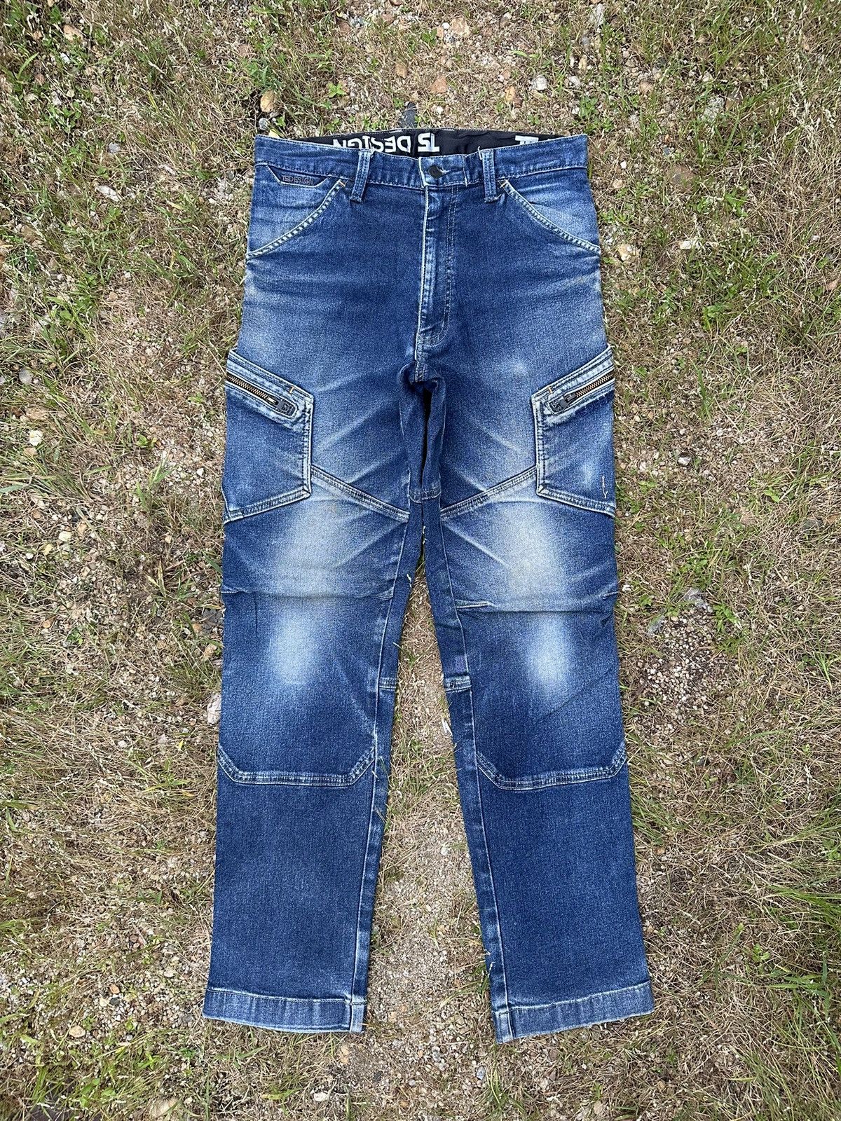 Japanese Brand BIKER DENIM TS DESIGN JEANS STRETCHABLE DOUBLE KNEE PANTS Size US 29 - 1 Thumbnail