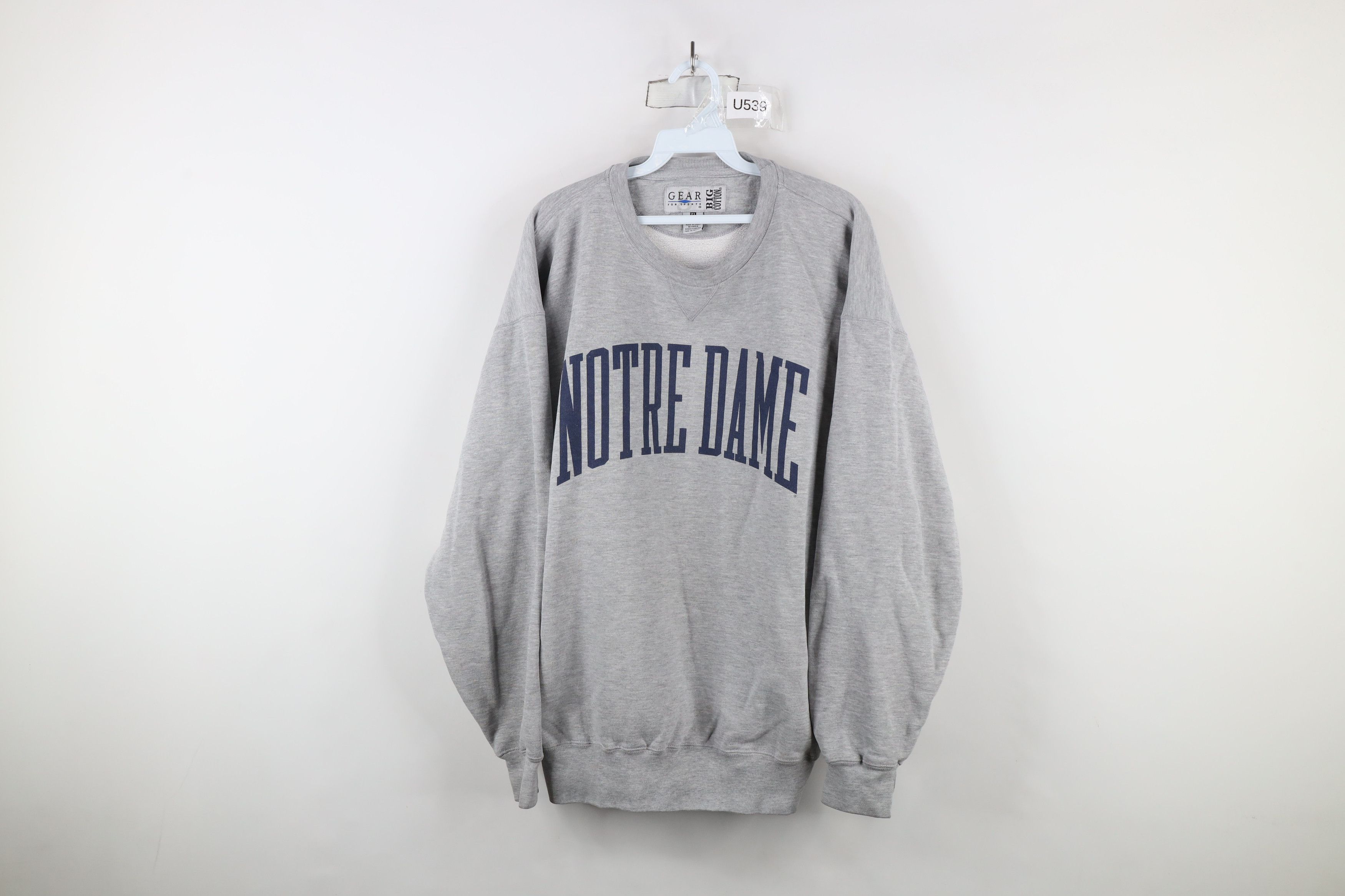 Vintage Vintage 90s Notre Dame University Crewneck Sweatshirt Gray Size US XL / EU 56 / 4 - 1 Thumbnail