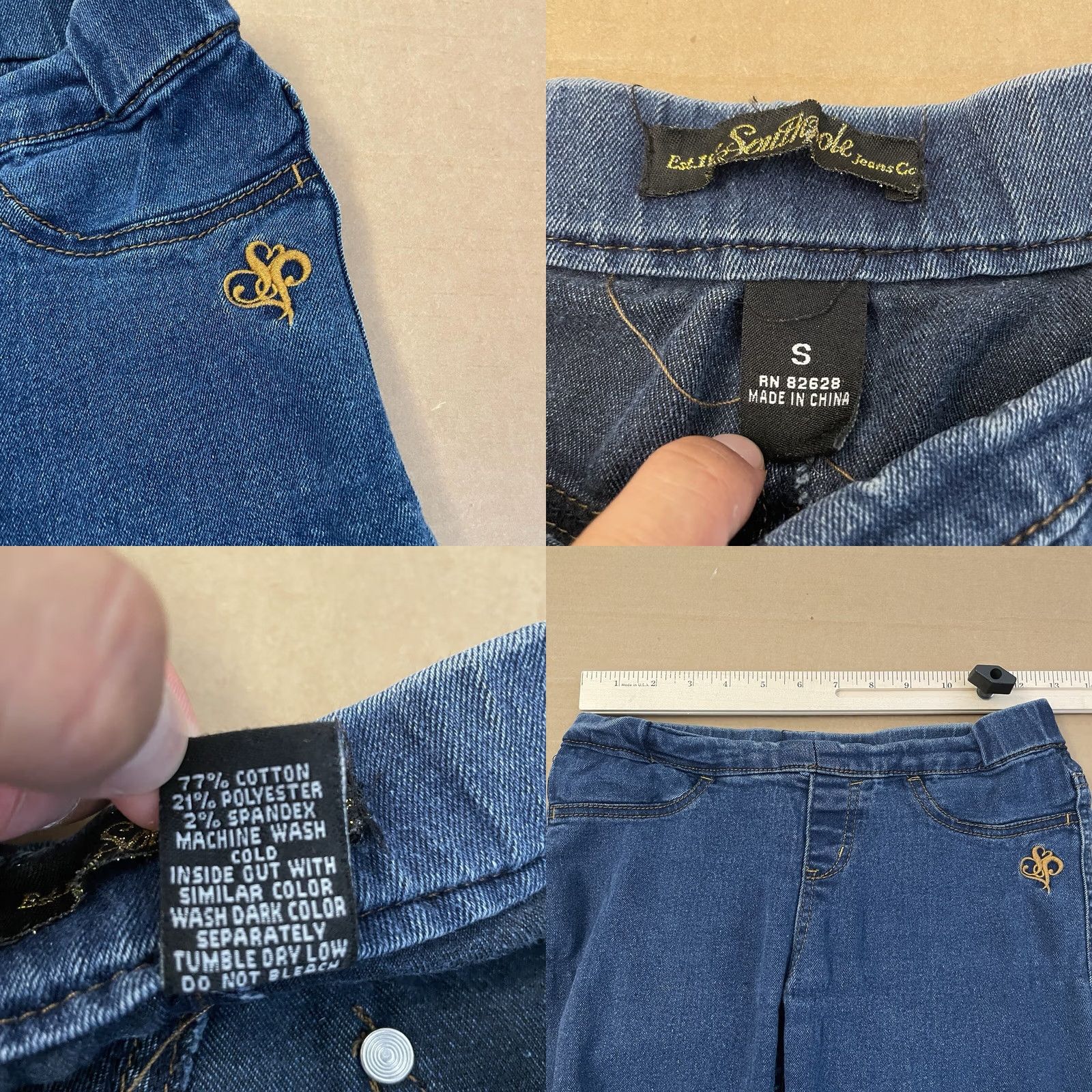 Southpole VINTAGE Southpole Jeans Womens Small Blue Skinny Tapered Zip Studded Logo Ladies Size 28" / US 6 / IT 42 - 8 Thumbnail