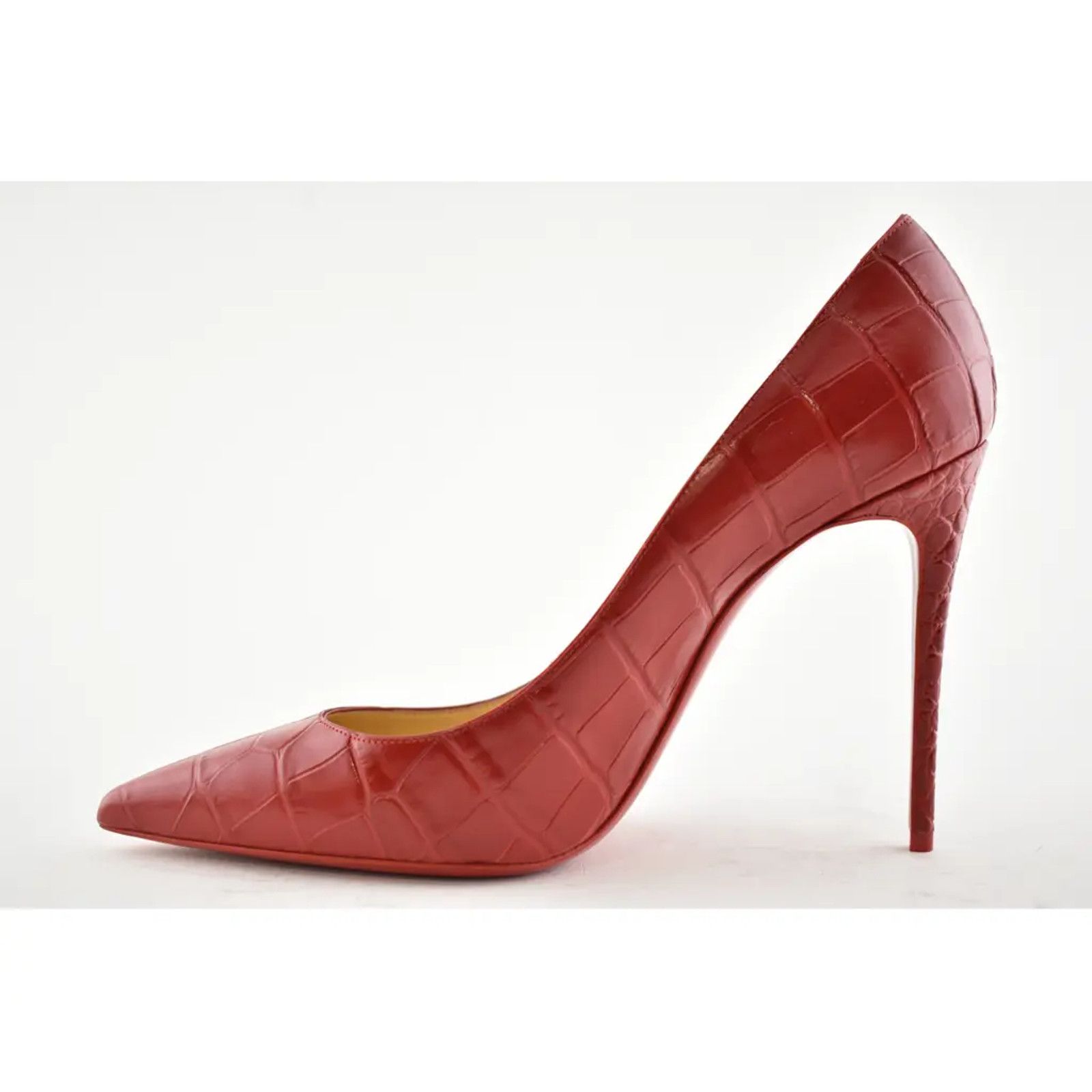 Christian Louboutin Christian Louboutin Kate 100 Loubi Red Calf Ali Croc Pointed Size US 8.5 / IT 38.5 - 5 Thumbnail