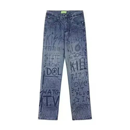 Japanese Brand Graffiti faded blue jeans Size US 32 / EU 48 - 6 Thumbnail