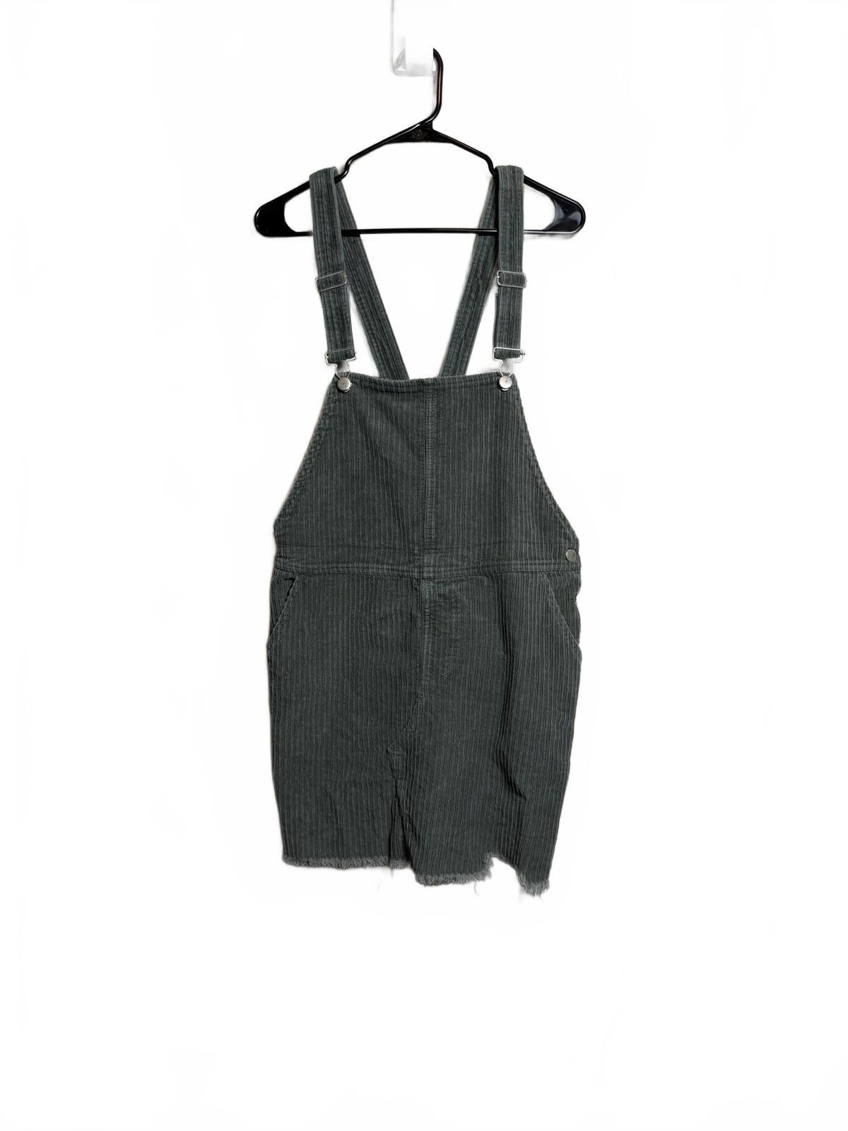 Designer Cute Chic Green Corduroy Overall Dress Size L / US 10 / IT 46 - 1 Thumbnail