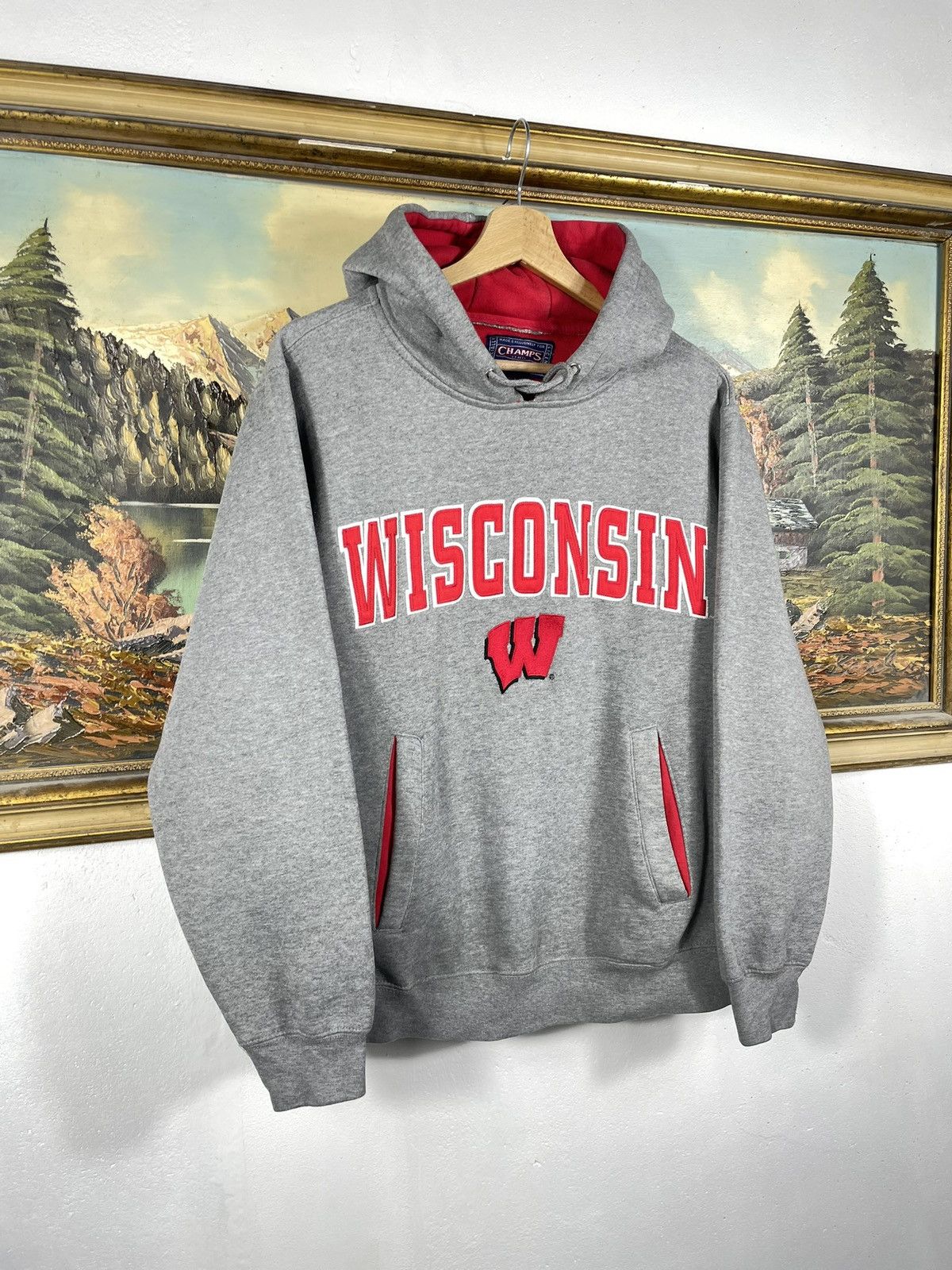 Vintage Retro 00s Boxy Loose Wisconsin College Hoodie Crewneck Size US M / EU 48-50 / 2 - 3 Thumbnail