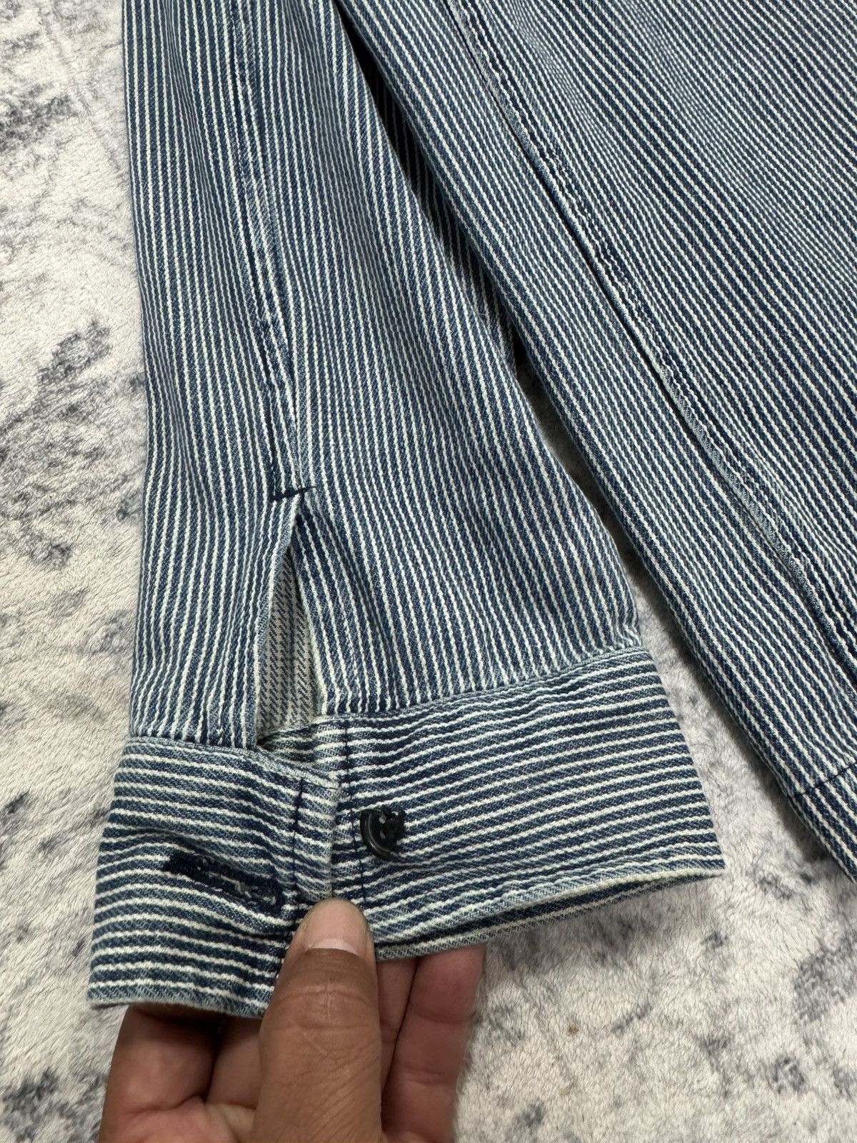 Japanese Brand VINTAGE BC FACTORY HICKORY SLASH POCKET JACKET Size US L / EU 52-54 / 3 - 9 Thumbnail