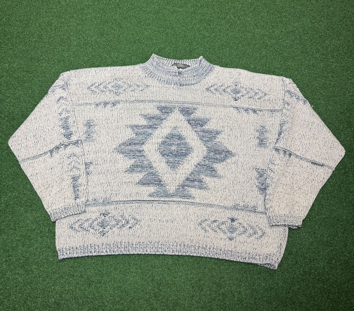 Vintage Castle Square Aztec 80s Geometric Boxy 24x21 M/L Sweater Size M / US 6-8 / IT 42-44 - 1 Thumbnail
