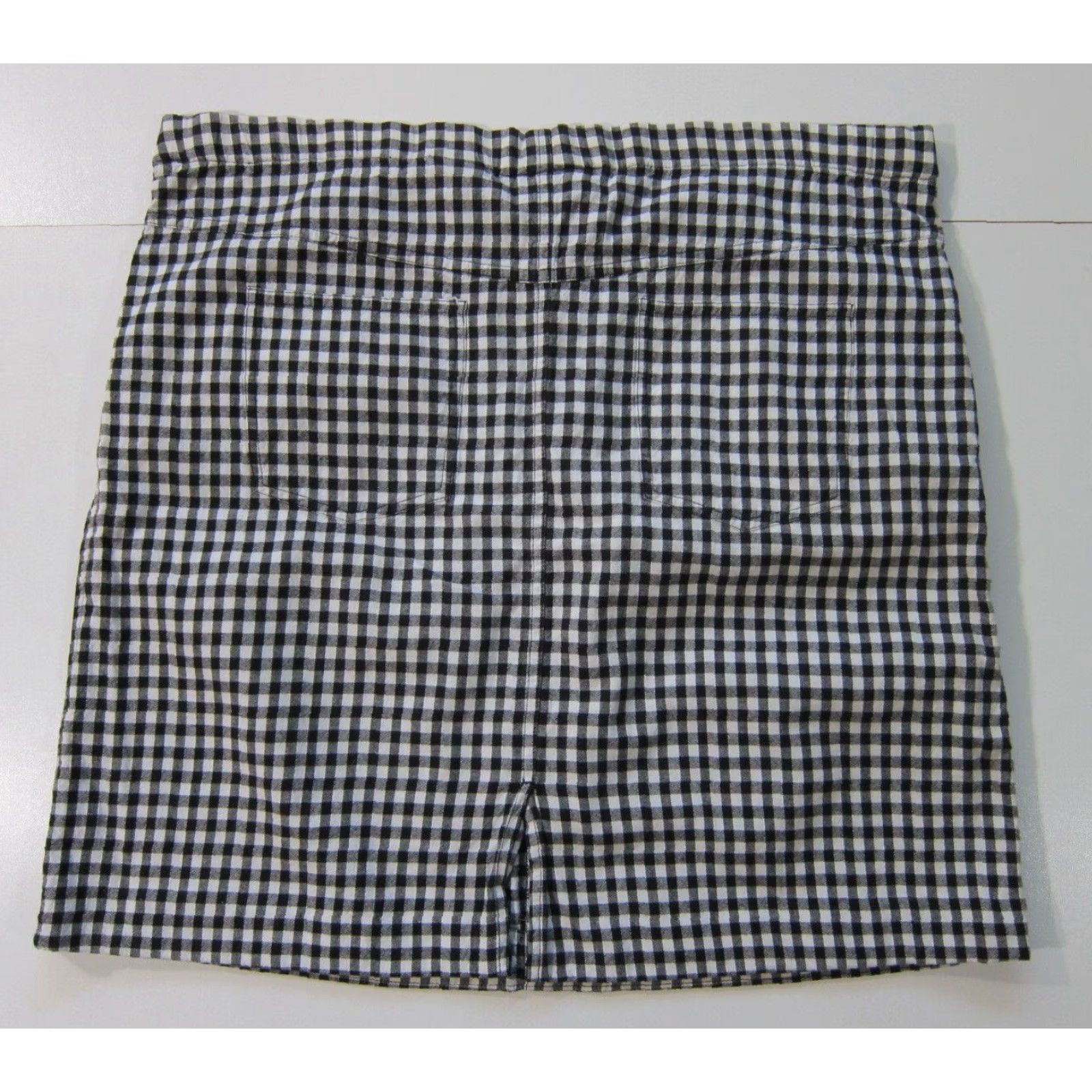 Vintage Lemon Grass Studio Women Skirt Plaid Black White Lady Bug Pockets Zipper Button Knee Length 100% Cotton L Size 36" / US 14 / IT 50 - 2 Thumbnail