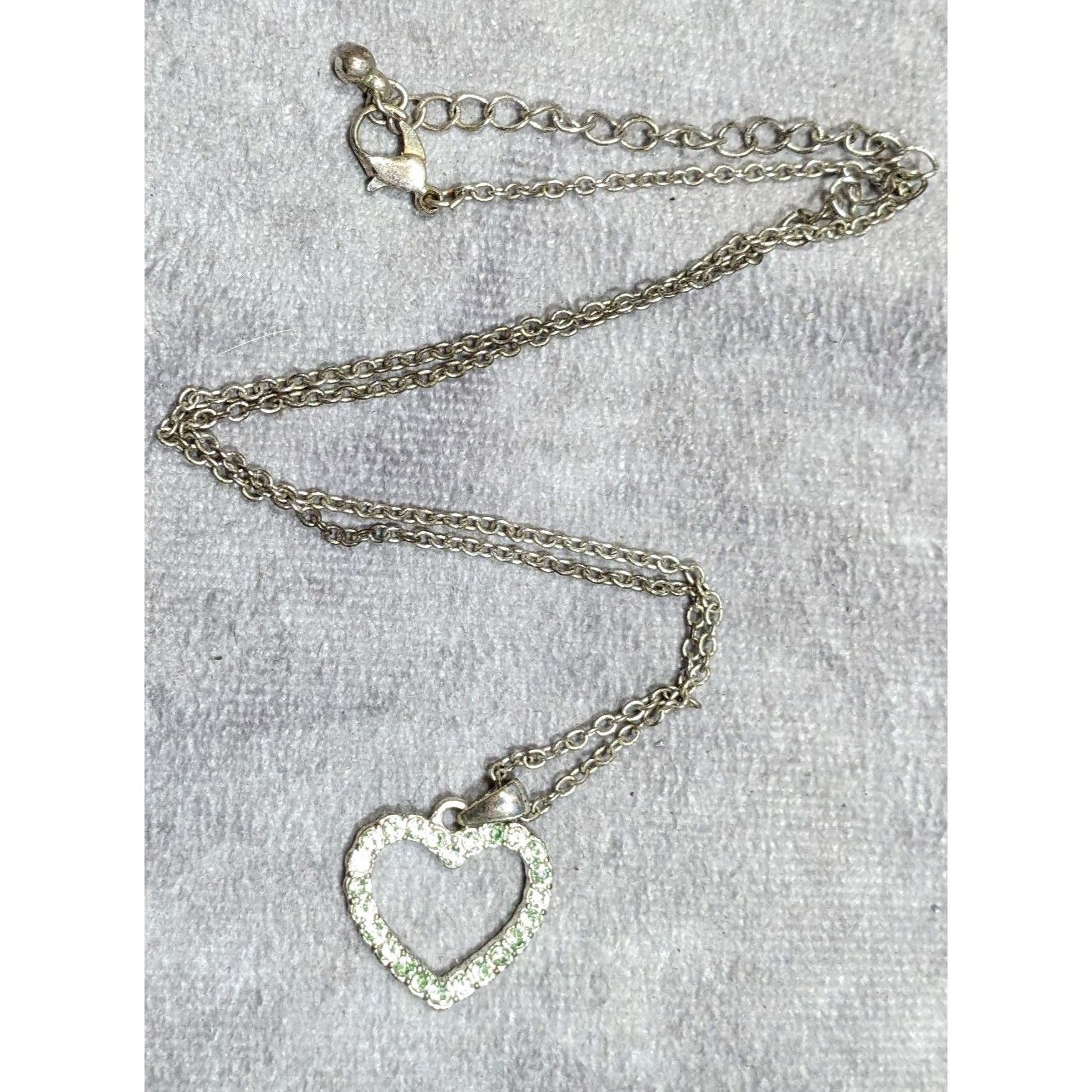 Other Coquette Green Rhinestone Open Heart Pendant Necklace Size ONE SIZE - 6 Thumbnail