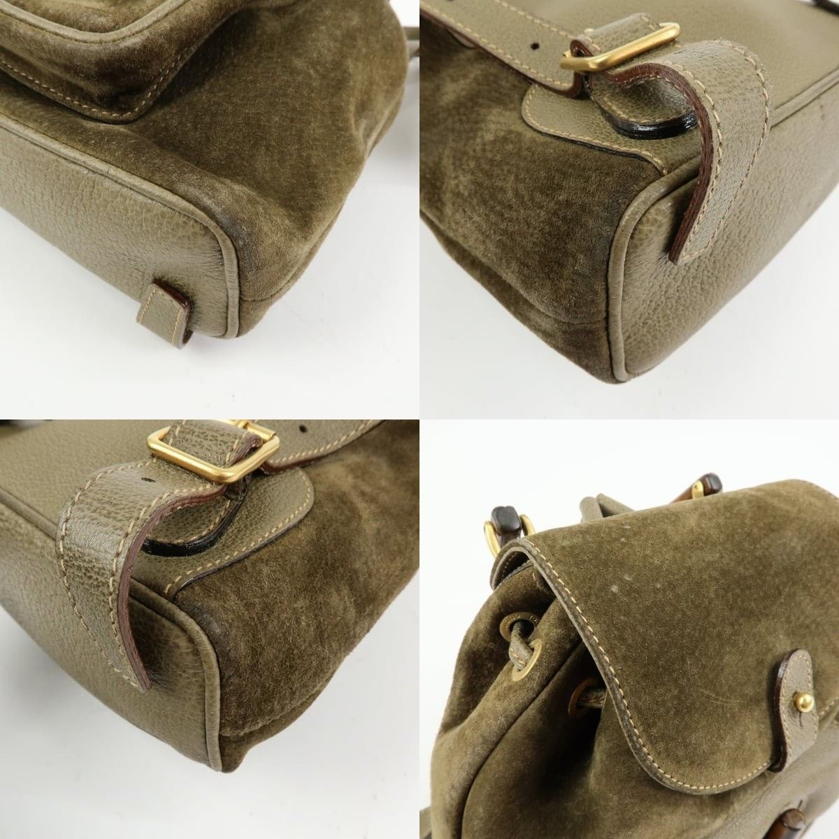 Gucci Gucci Bamboo Suede Backpack Green Size ONE SIZE - 5 Thumbnail