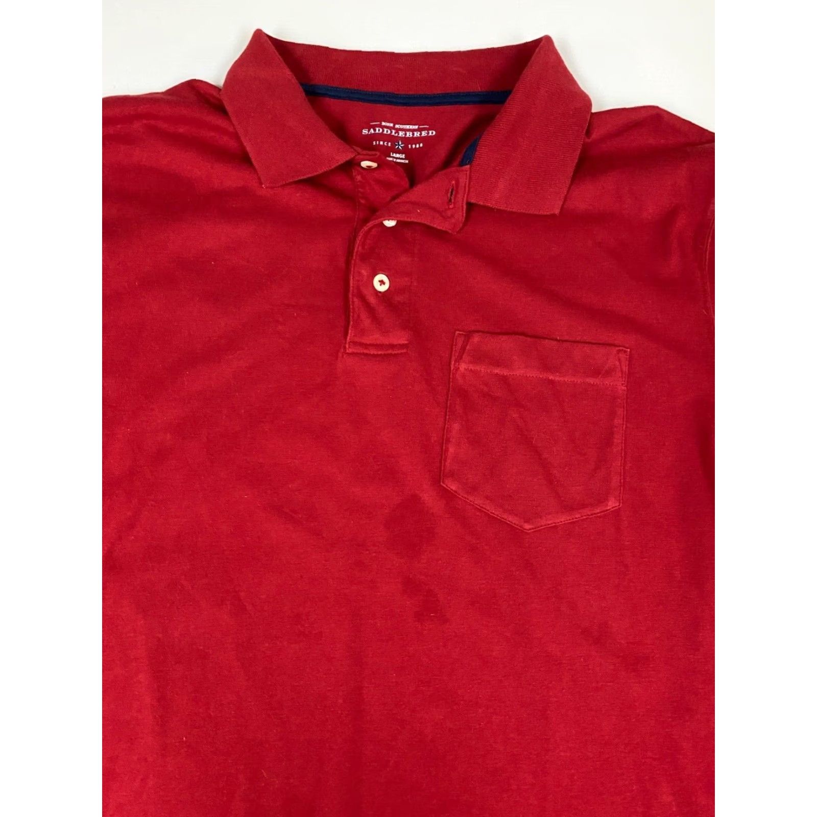 Vintage Saddlebred Polo Shirt Mens L Red Short Sleeve Cotton Polyester Blended Logo Collared Modern All Seasons Beach Vintage No Size US L / EU 52-54 / 3 - 4 Thumbnail