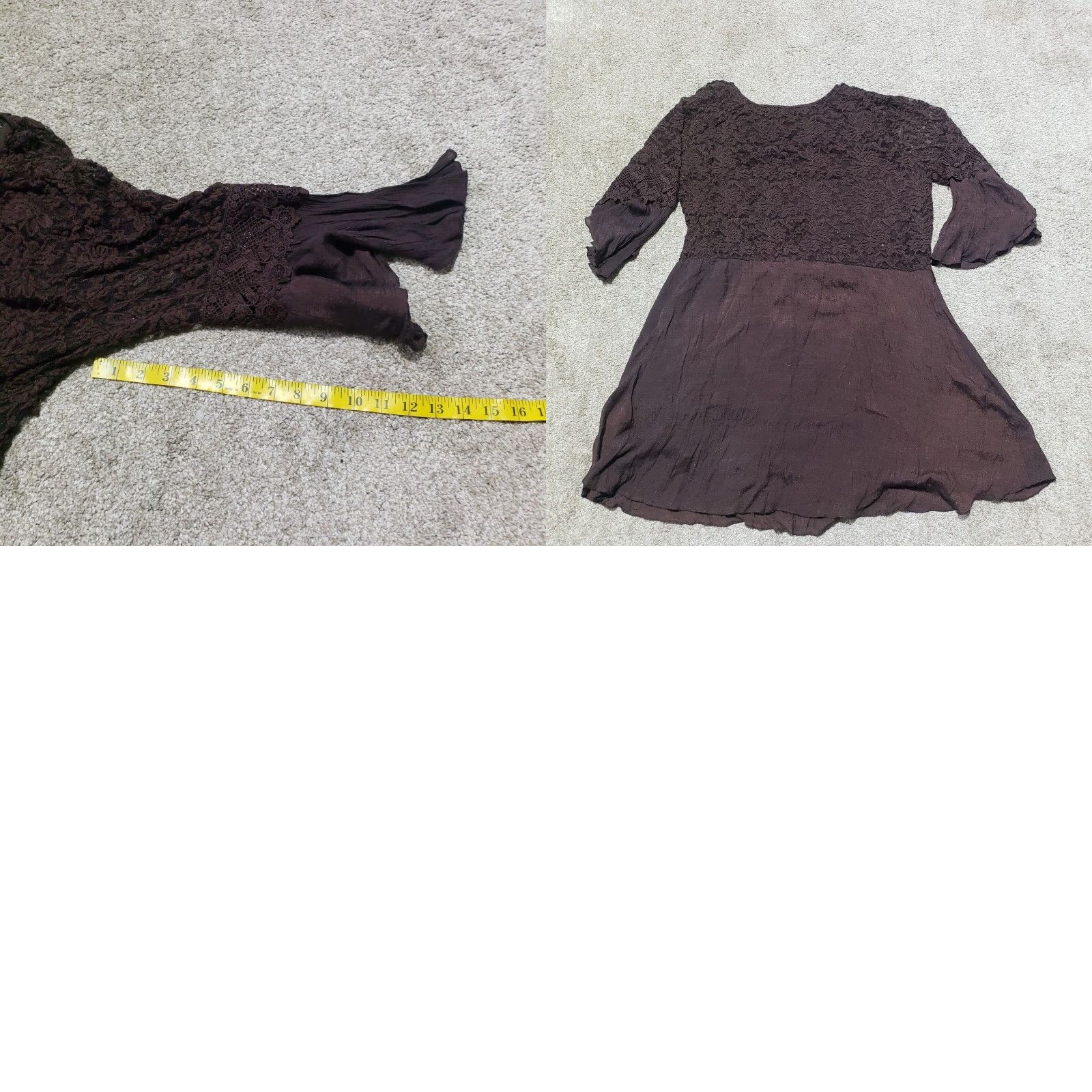 Vintage Indigo Shirt Bohemian Tunic Top Lace Half Sleeve Women L Brown Indigo Shirt Boho Lace Tunic Top Size L / US 10 / IT 46 - 8 Thumbnail
