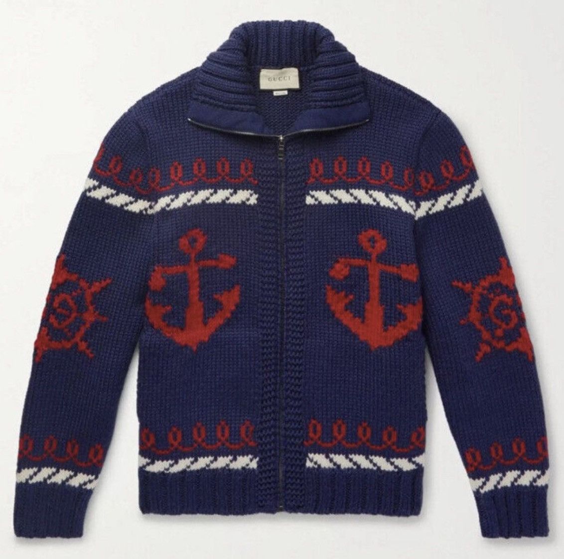 Gucci GUCCI Relaxed Intarsia Wool Zip-Up Cardigan –Sz M – LIMITED Size US M / EU 48-50 / 2 - 1 Thumbnail