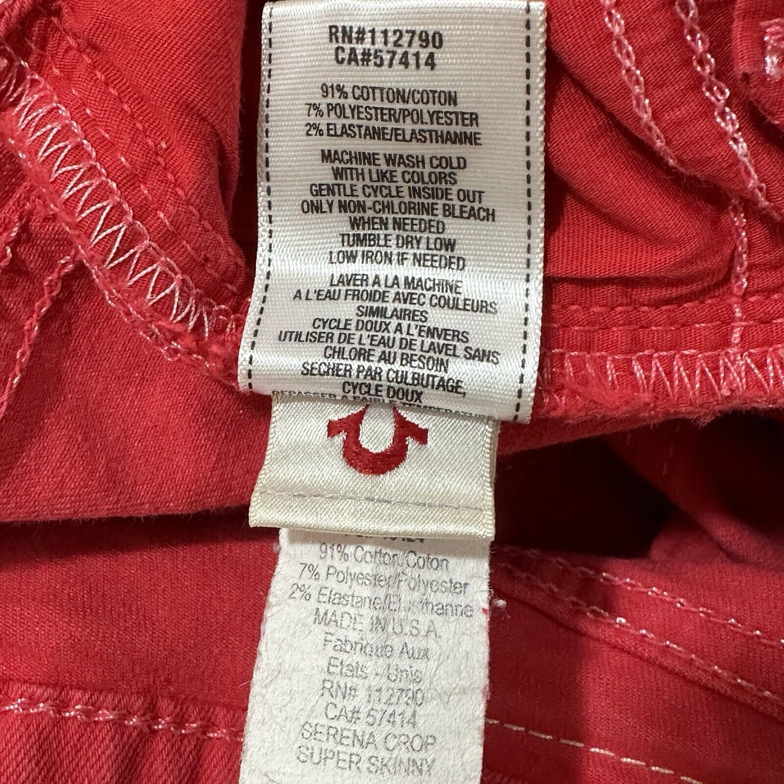 True Religion True Religion 26 Red Mid Rise Skinny Jeans 27" Inseam Size 27" / US 4 / IT 40 - 6 Thumbnail