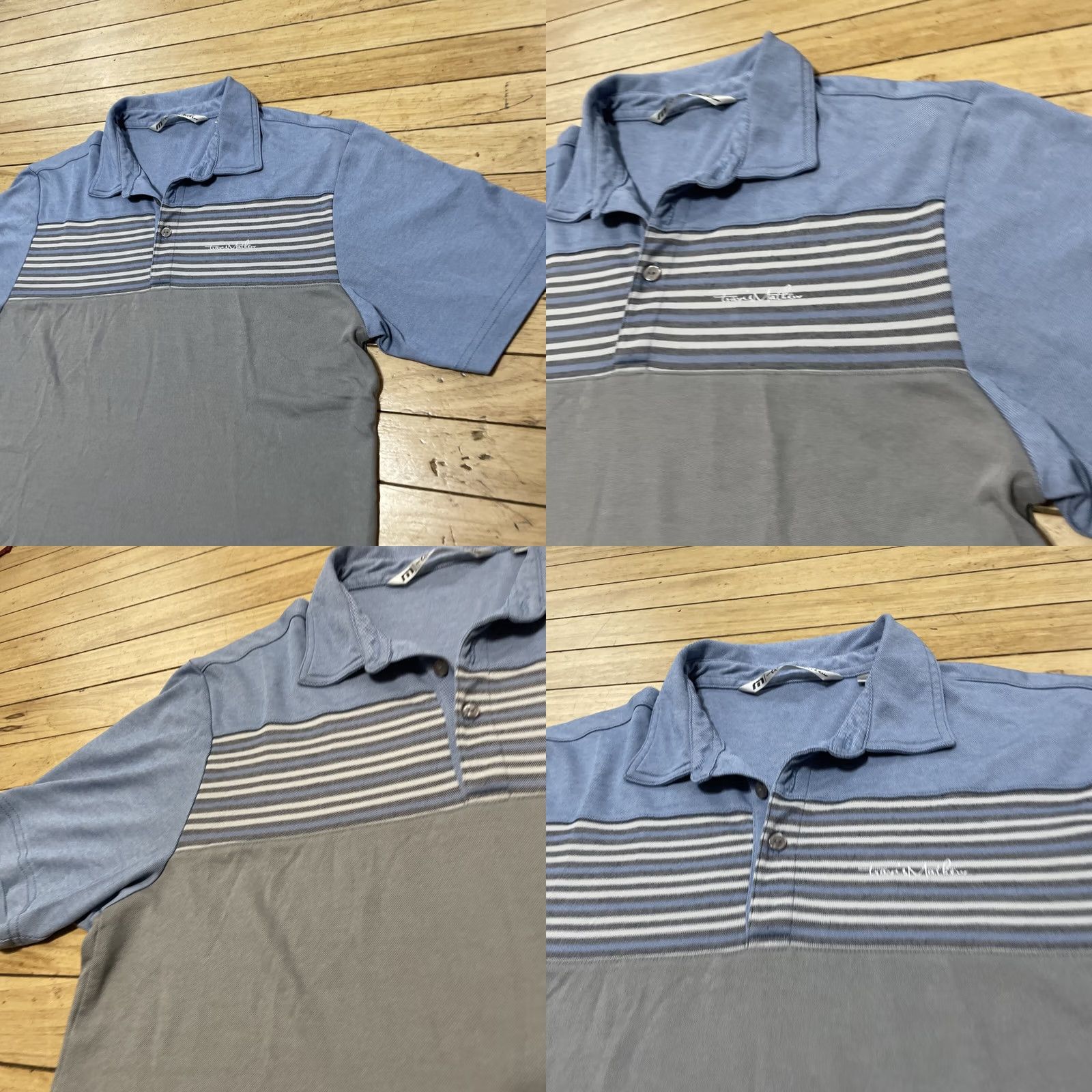 TravisMathew Travis Mathew Polo Shirt Men M Blue Peru Pima Cotton Blend Striped Chambray Golf Shirt Size US M / EU 48-50 / 2 - 10 Thumbnail