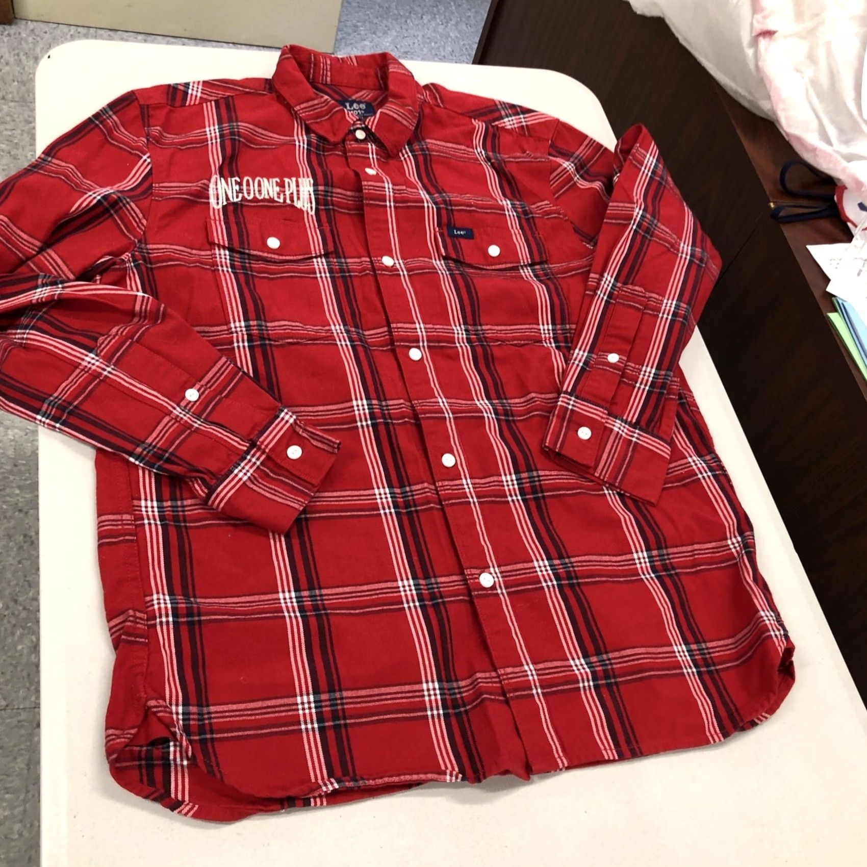 Lee VINTAGE Lee 101 Western Shirt Mens L Lava Red Plaid Embroidered Long Sleeve Button-Up Pockets Cad Western Theme Mens Size US L / EU 52-54 / 3 - 8 Thumbnail