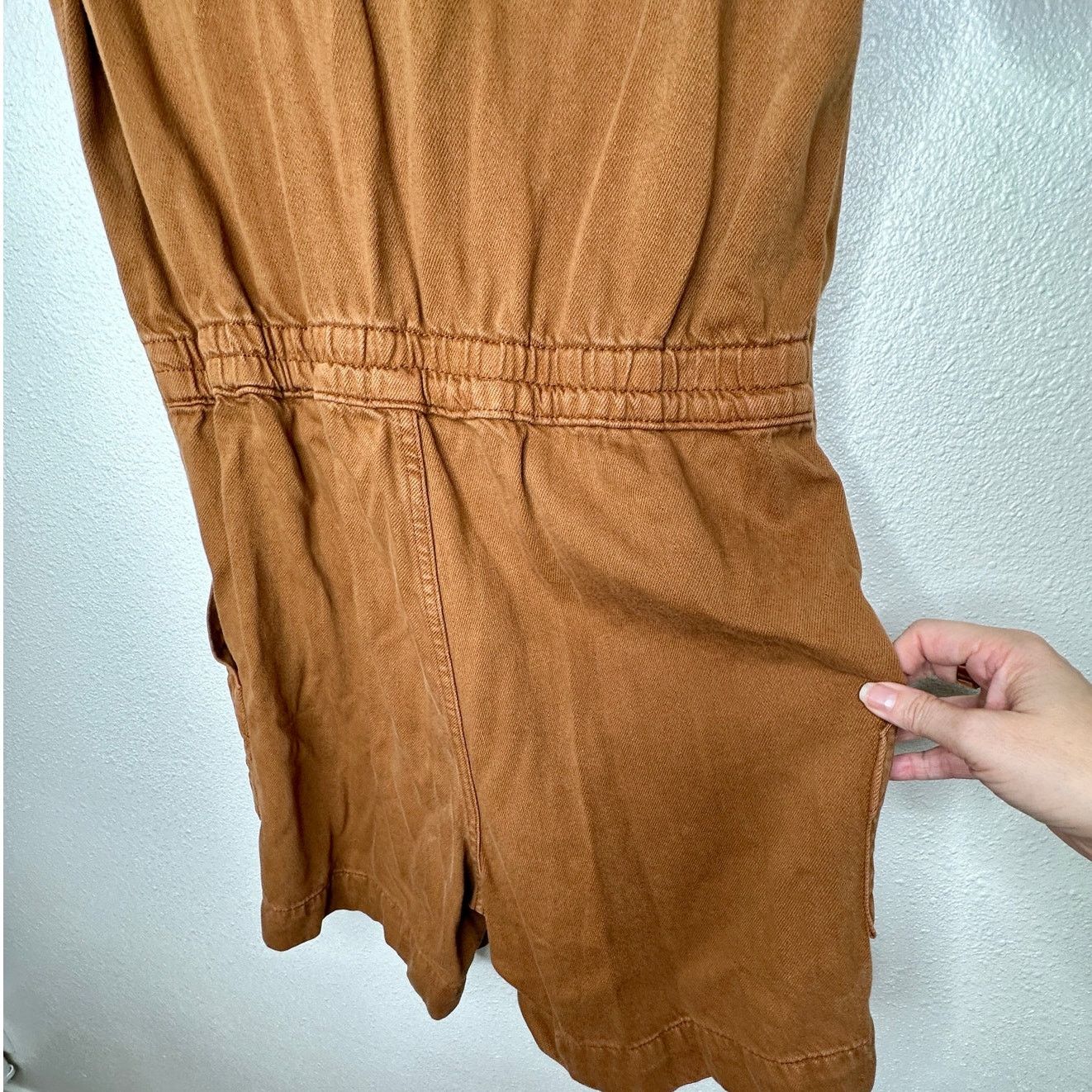 Everlane Everlane The Denim Short Coverall Cotton Brown Rust Romper 6 Size 28" / US 6 / IT 42 - 7 Thumbnail