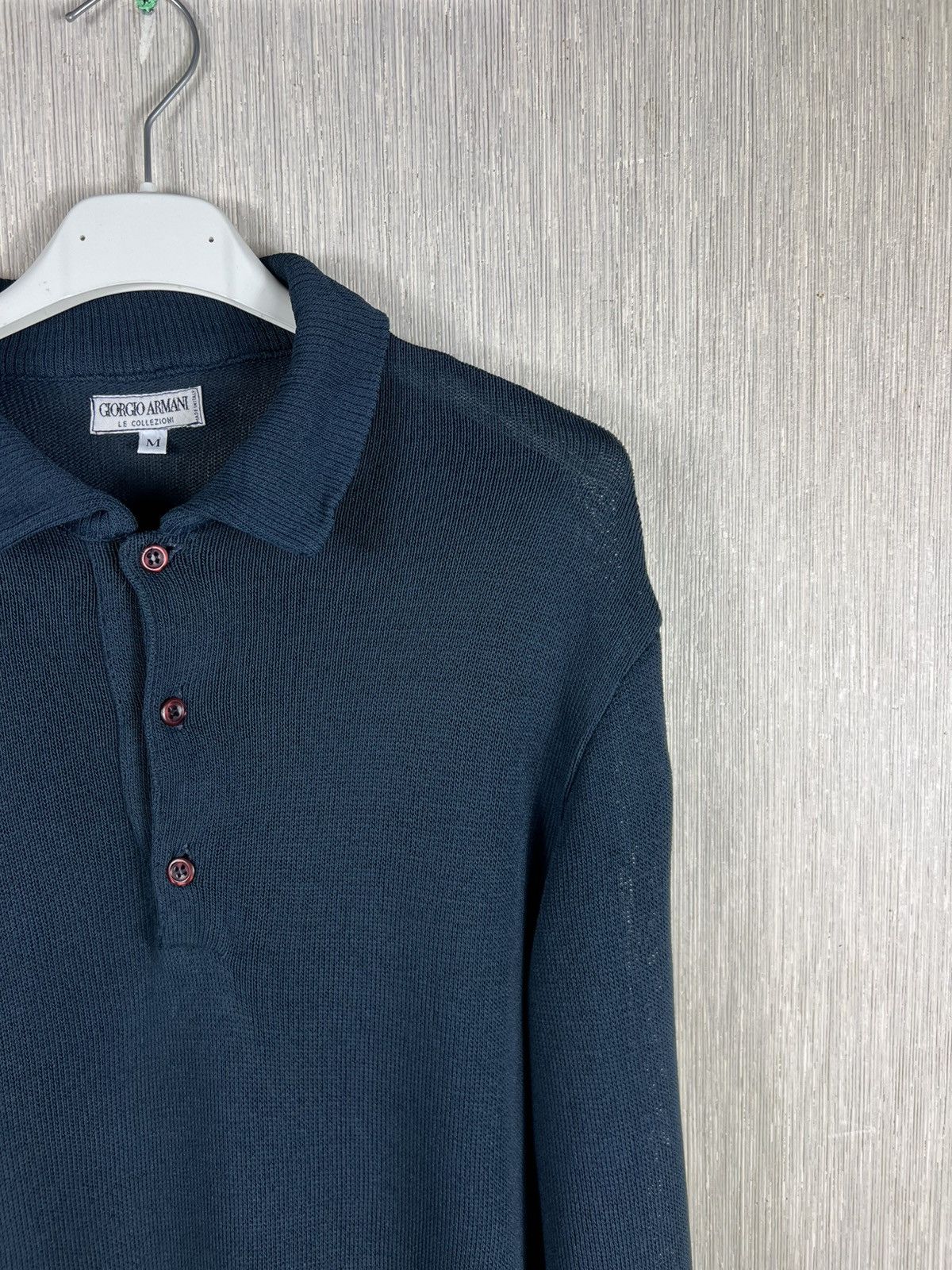 Giorgio Armani Archival Giorgio Armani vintage mesh rayon knit sweater polo Size US M / EU 48-50 / 2 - 3 Thumbnail