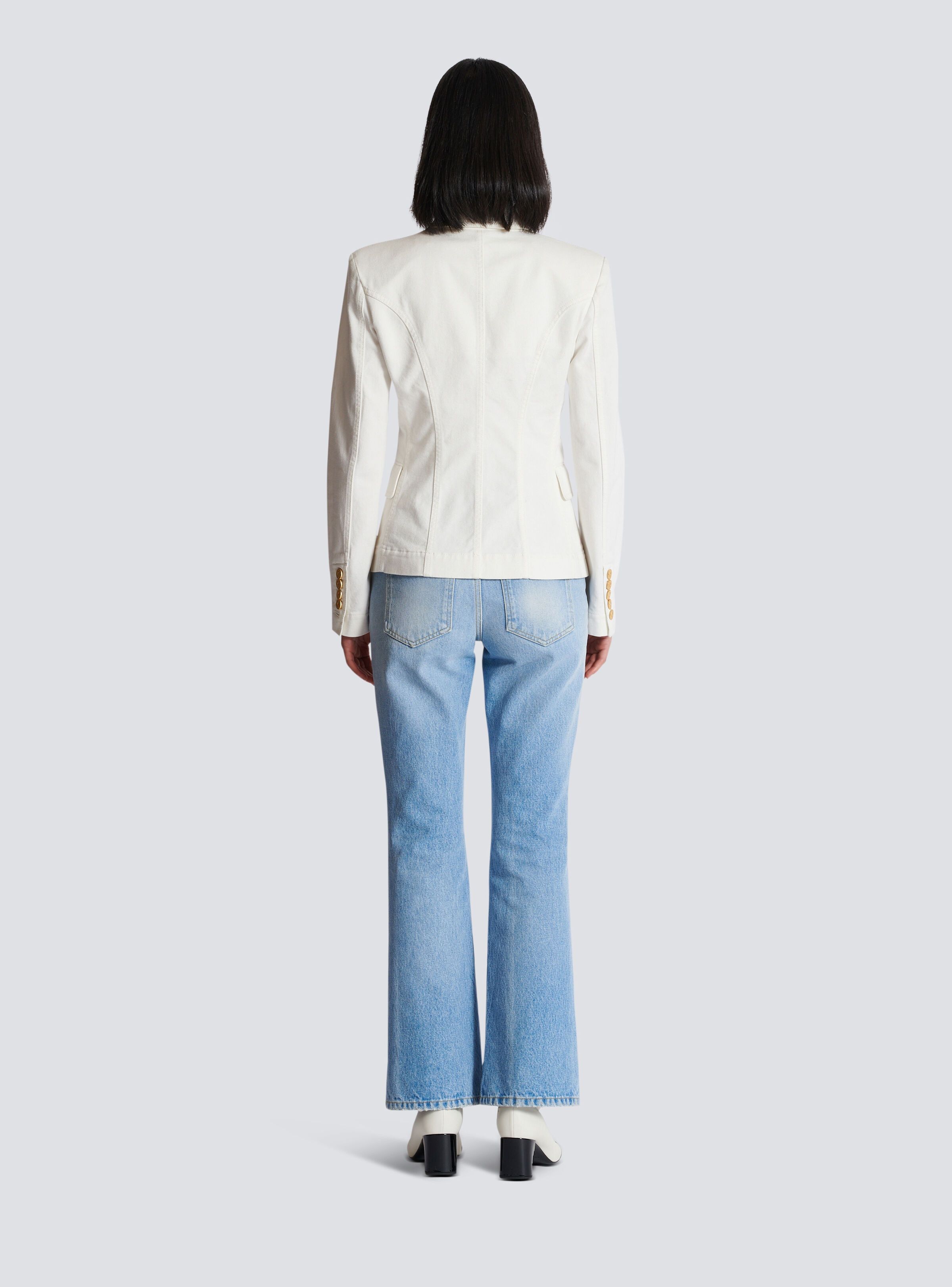 Balmain o1y0525 Denim Jacket in White Size M / US 6-8 / IT 42-44 - 5 Thumbnail